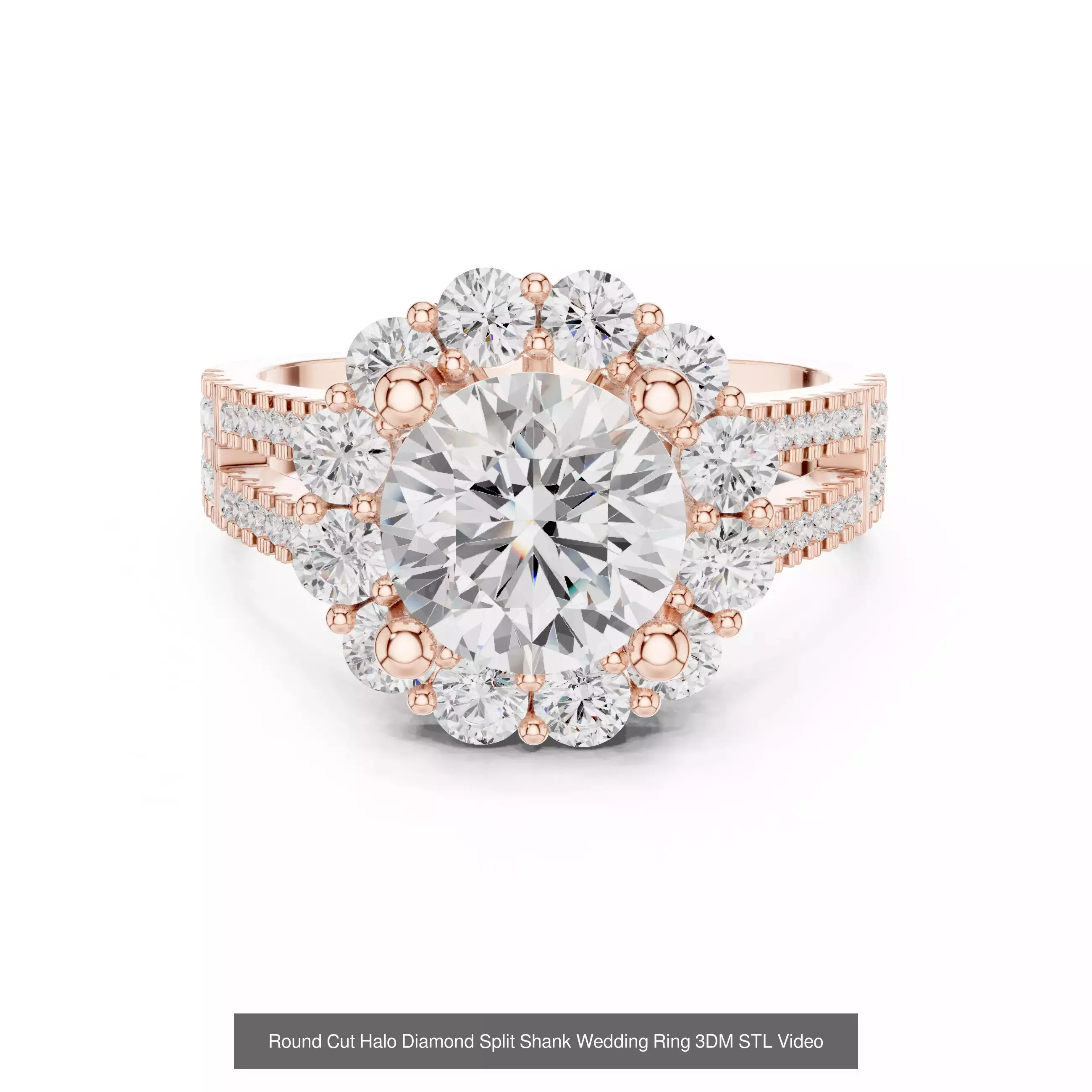 411 Round Cut Diamond Rings 3DM STL FBX OBJ 3 Color Render Video 3D Model Collection_144