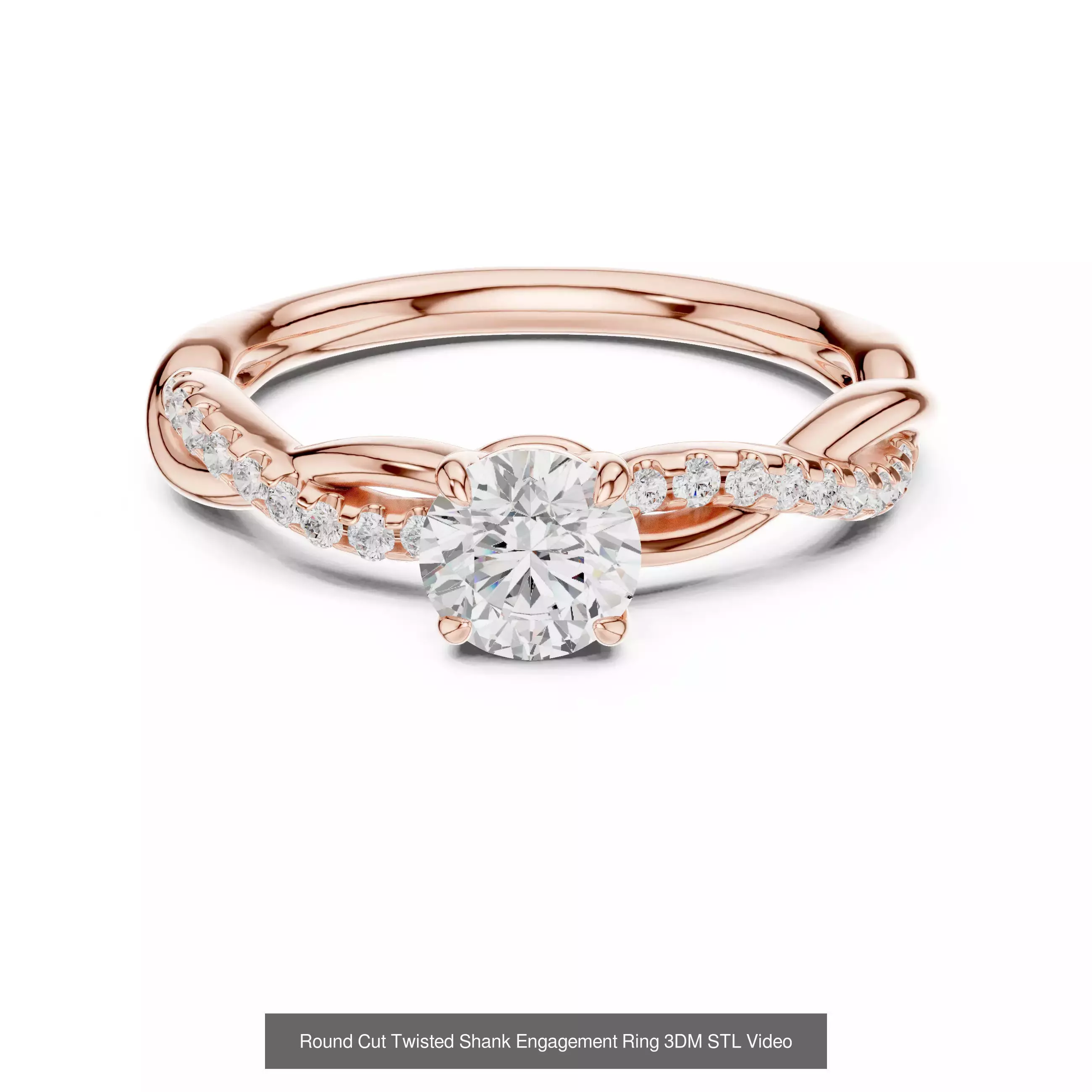 411 Round Cut Diamond Rings 3DM STL FBX OBJ 3 Color Render Video 3D Model Collection_201