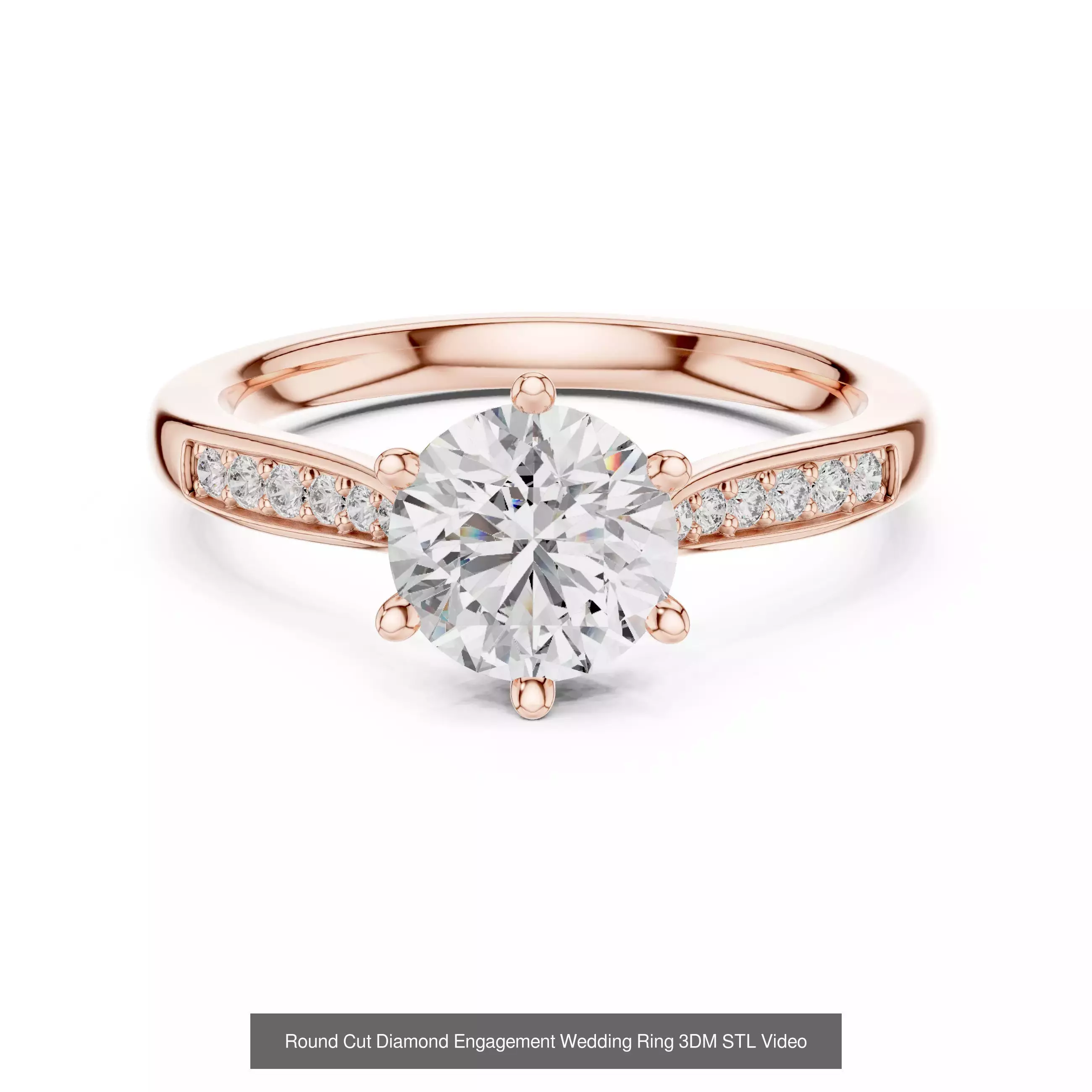 411 Round Cut Diamond Rings 3DM STL FBX OBJ 3 Color Render Video 3D Model Collection_109