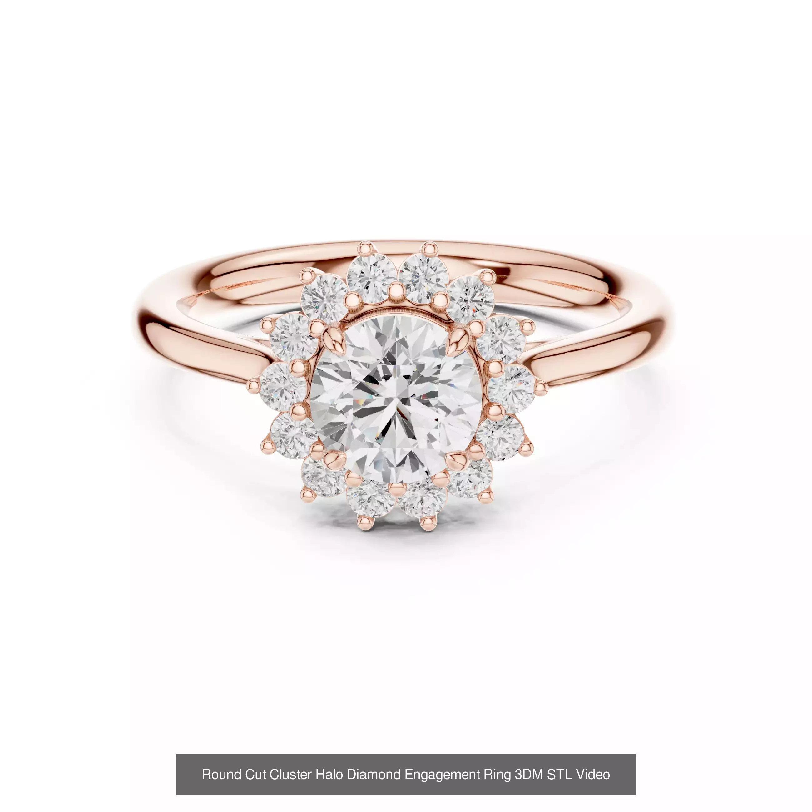 411 Round Cut Diamond Rings 3DM STL FBX OBJ 3 Color Render Video 3D Model Collection_84