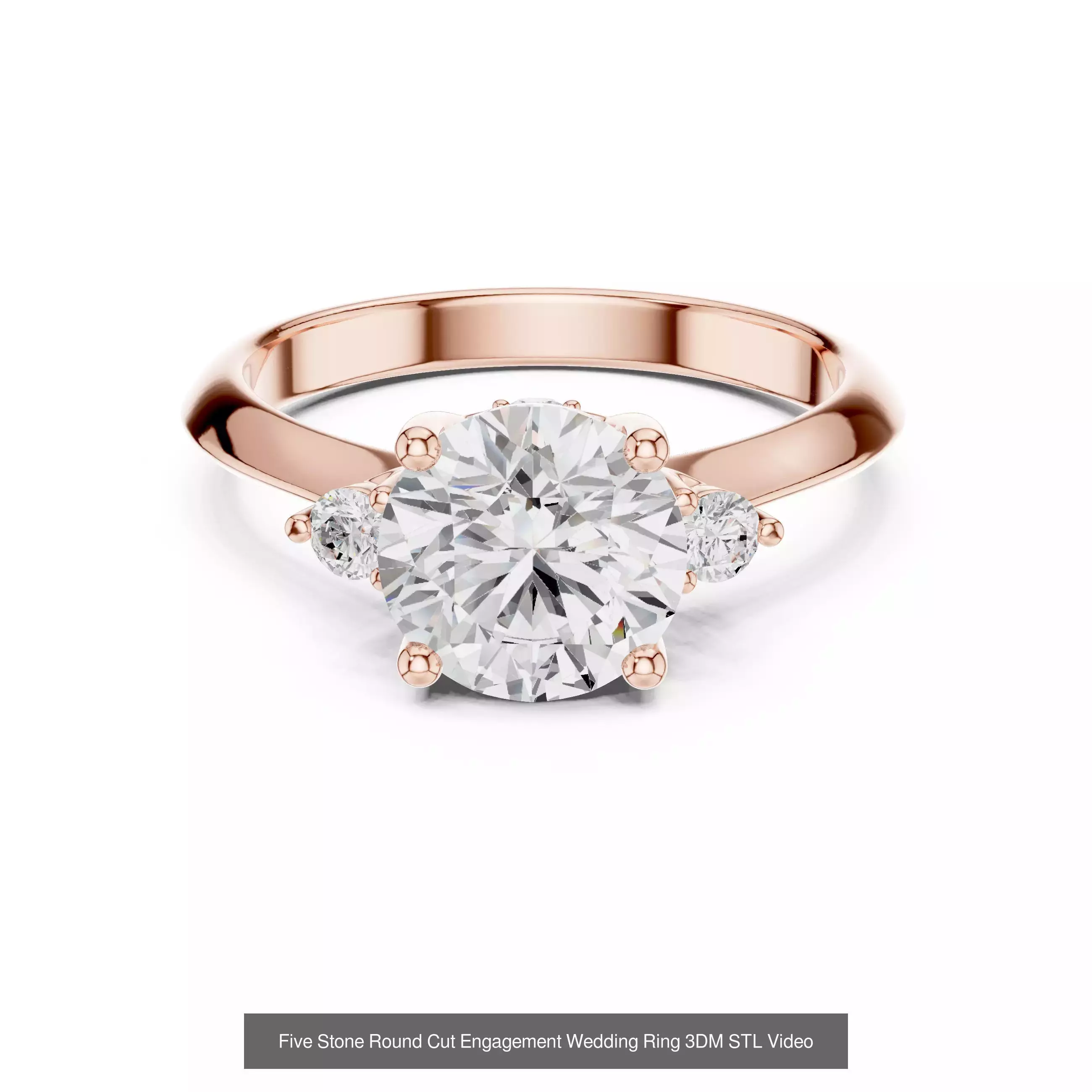 411 Round Cut Diamond Rings 3DM STL FBX OBJ 3 Color Render Video 3D Model Collection_125