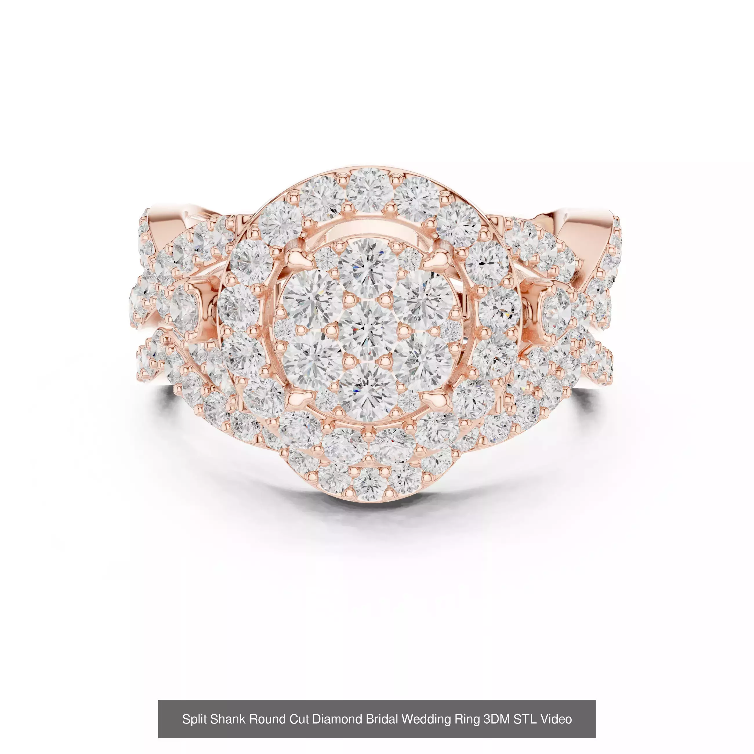 411 Round Cut Diamond Rings 3DM STL FBX OBJ 3 Color Render Video 3D Model Collection_196