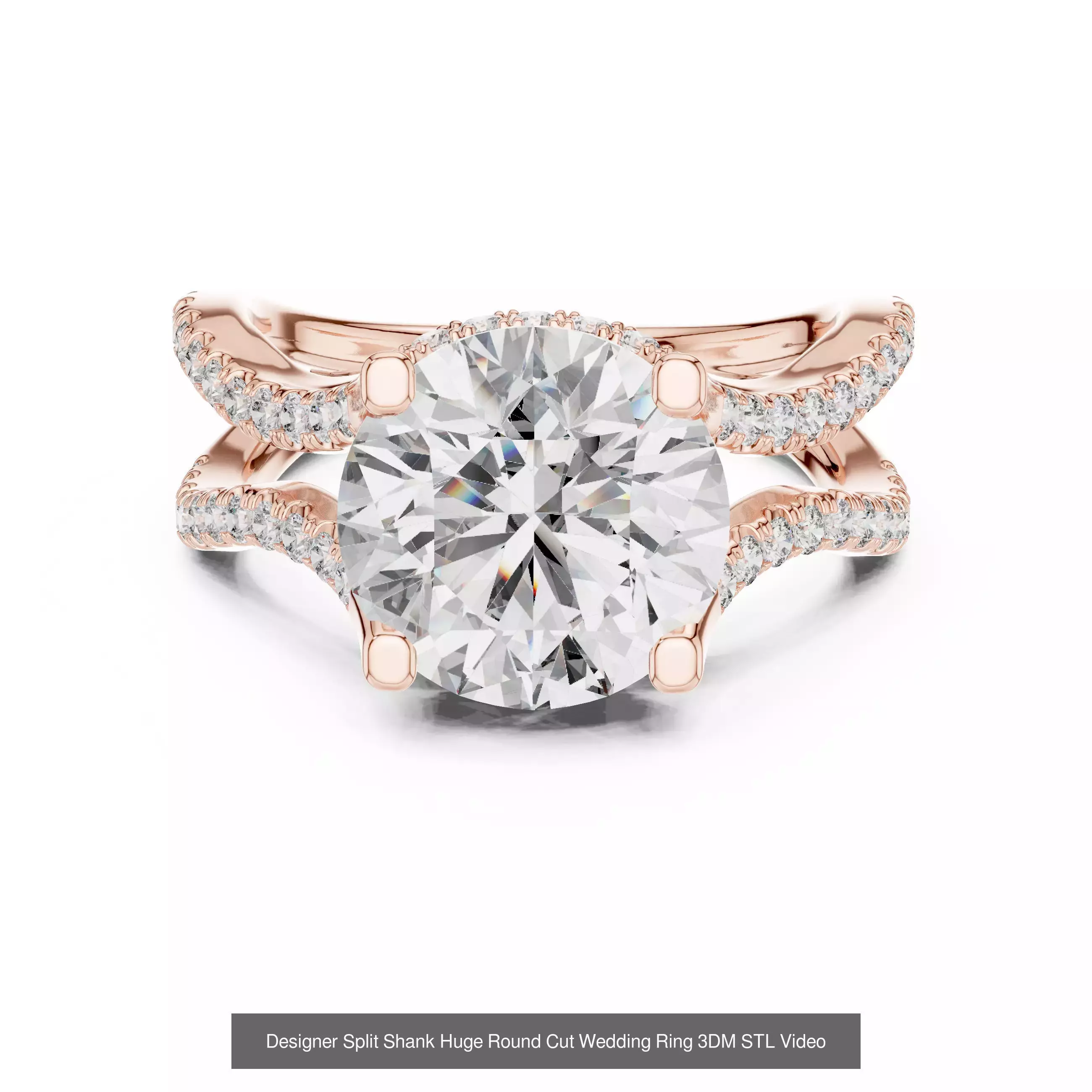 411 Round Cut Diamond Rings 3DM STL FBX OBJ 3 Color Render Video 3D Model Collection_150