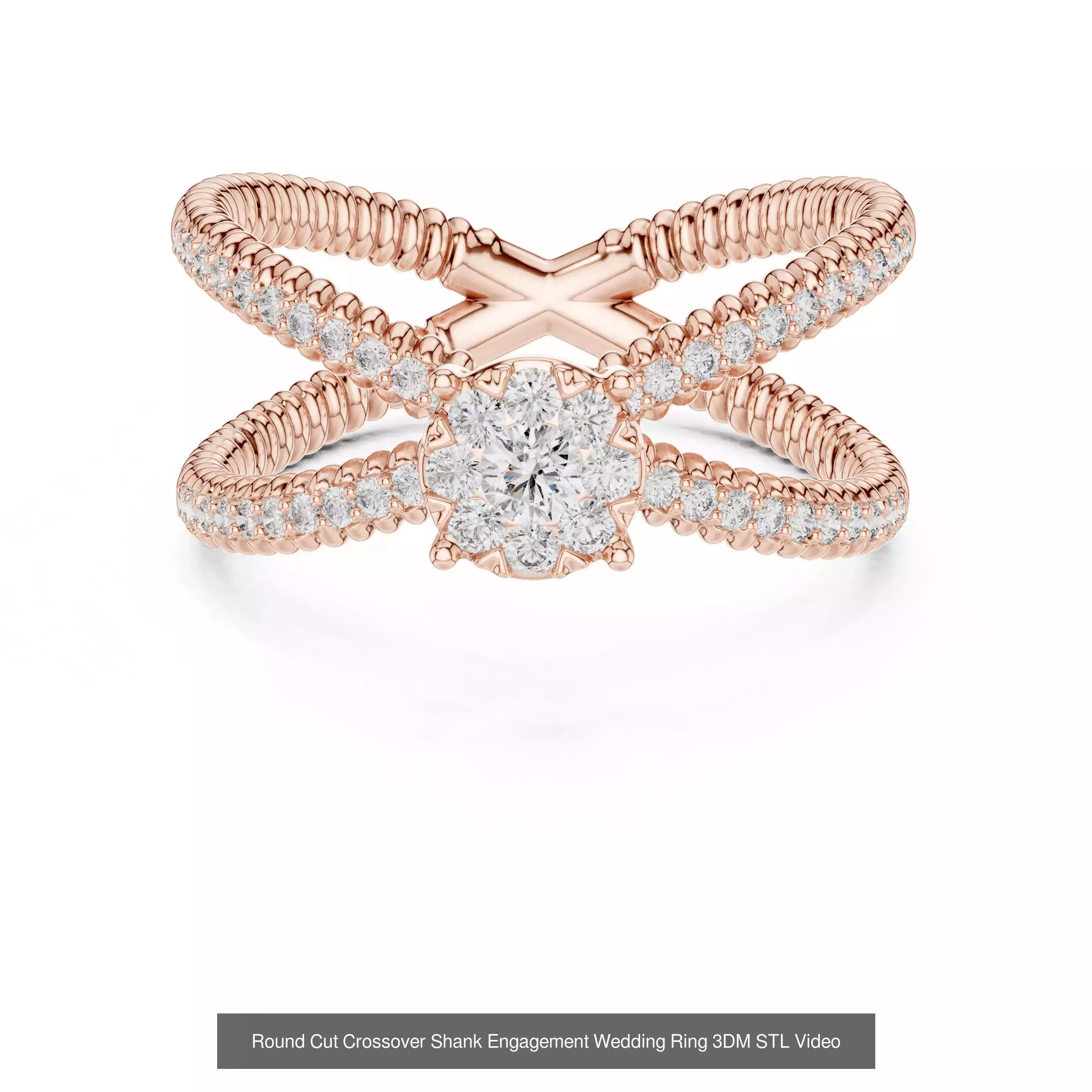 411 Round Cut Diamond Rings 3DM STL FBX OBJ 3 Color Render Video 3D Model Collection_117