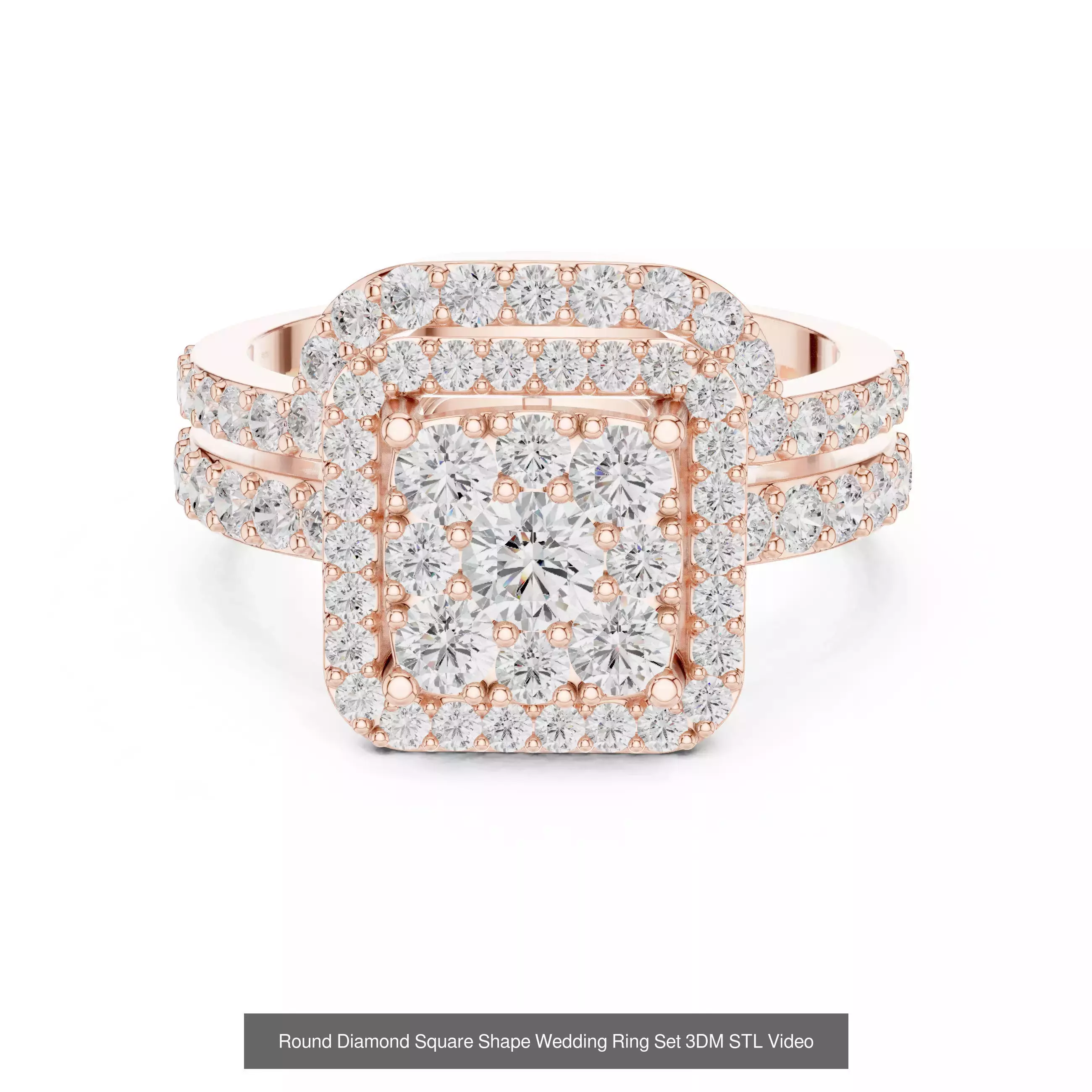 411 Round Cut Diamond Rings 3DM STL FBX OBJ 3 Color Render Video 3D Model Collection_197