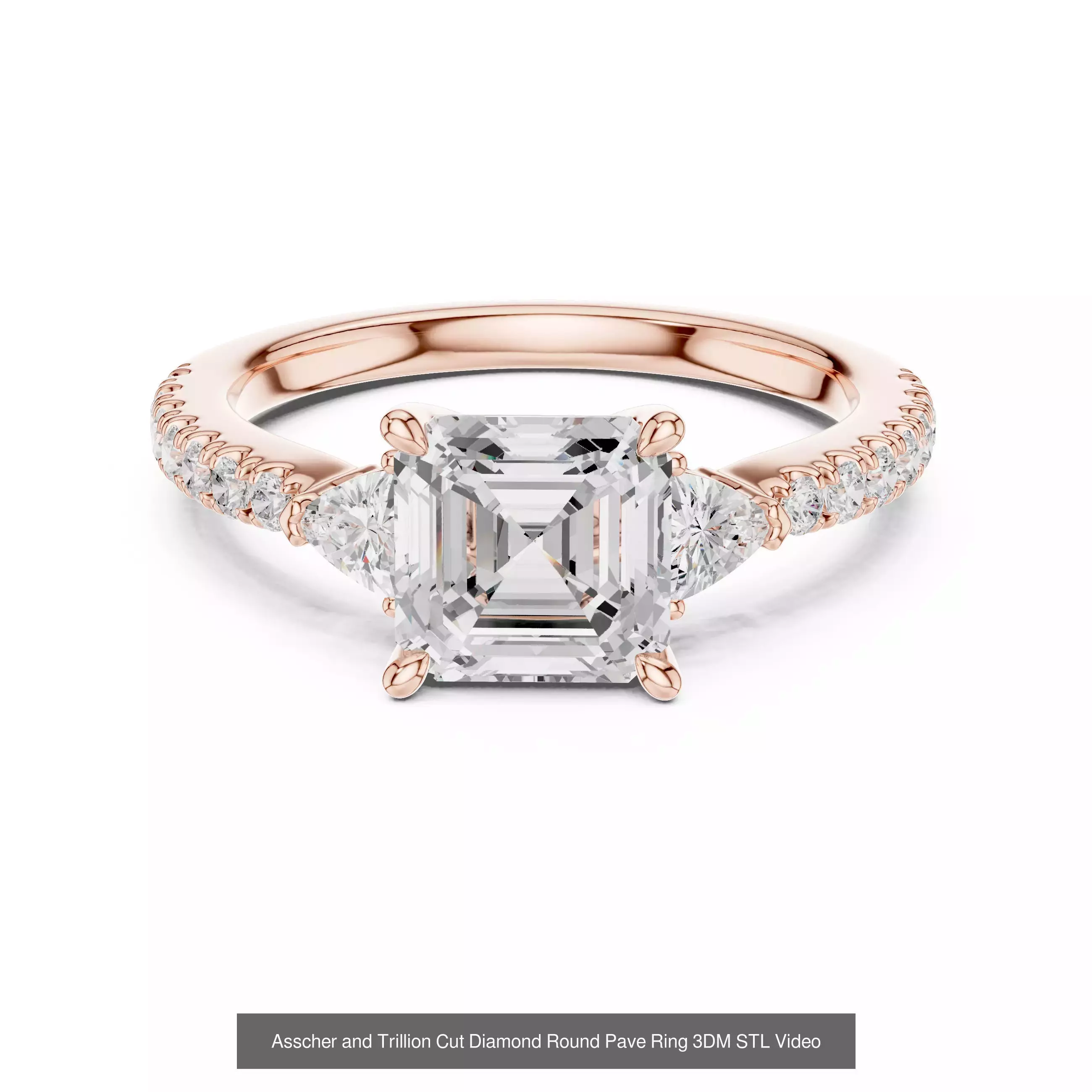 64 Trillion Diamond Ring 3DM STL OBJ FBX 3 Color Render Video 3D Model Collection_60