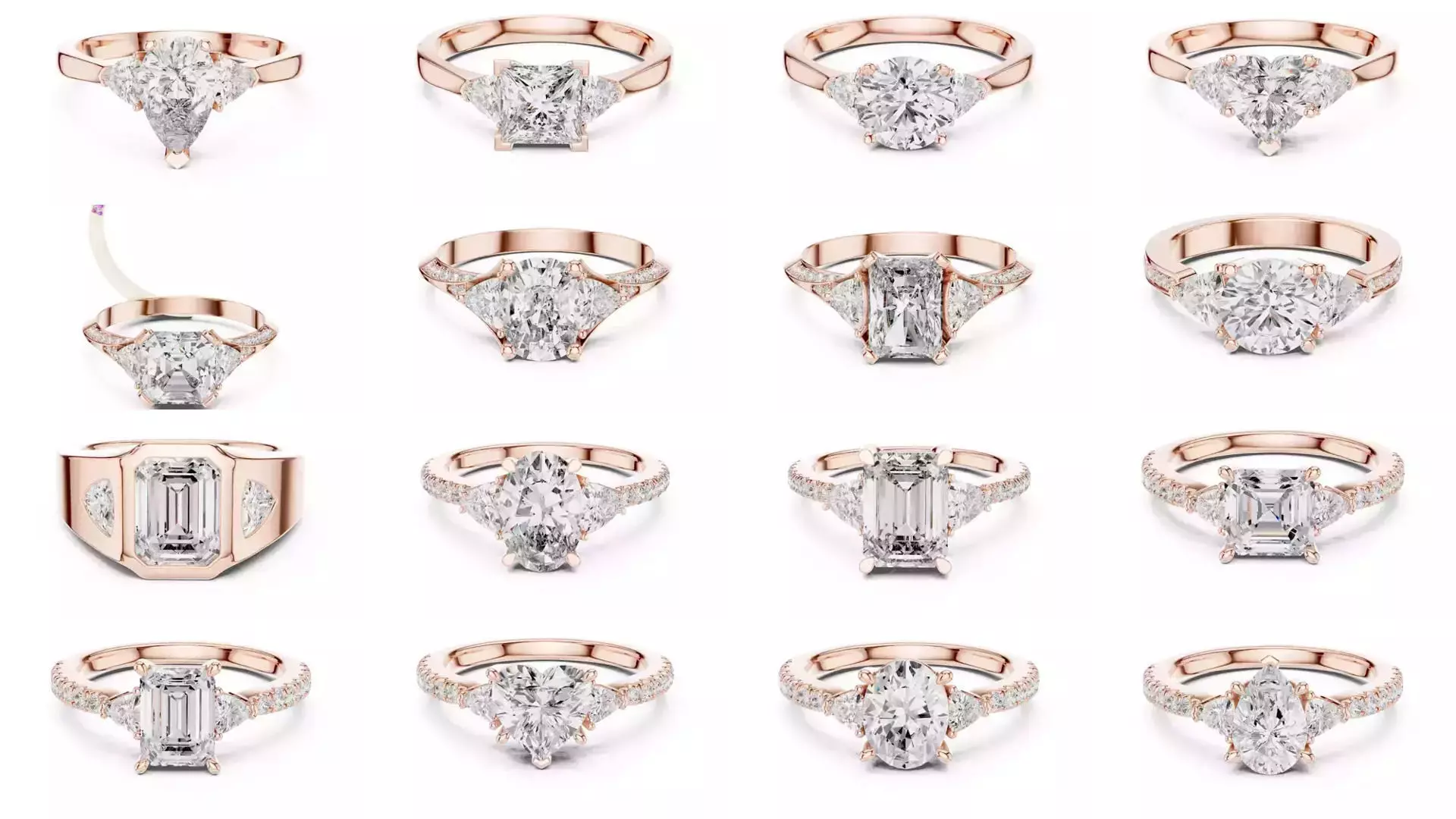 64 Trillion Diamond Ring 3DM STL OBJ FBX 3 Color Render Video 3D Model Collection_4