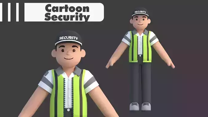 Cartoon Security Low-poly 3D model