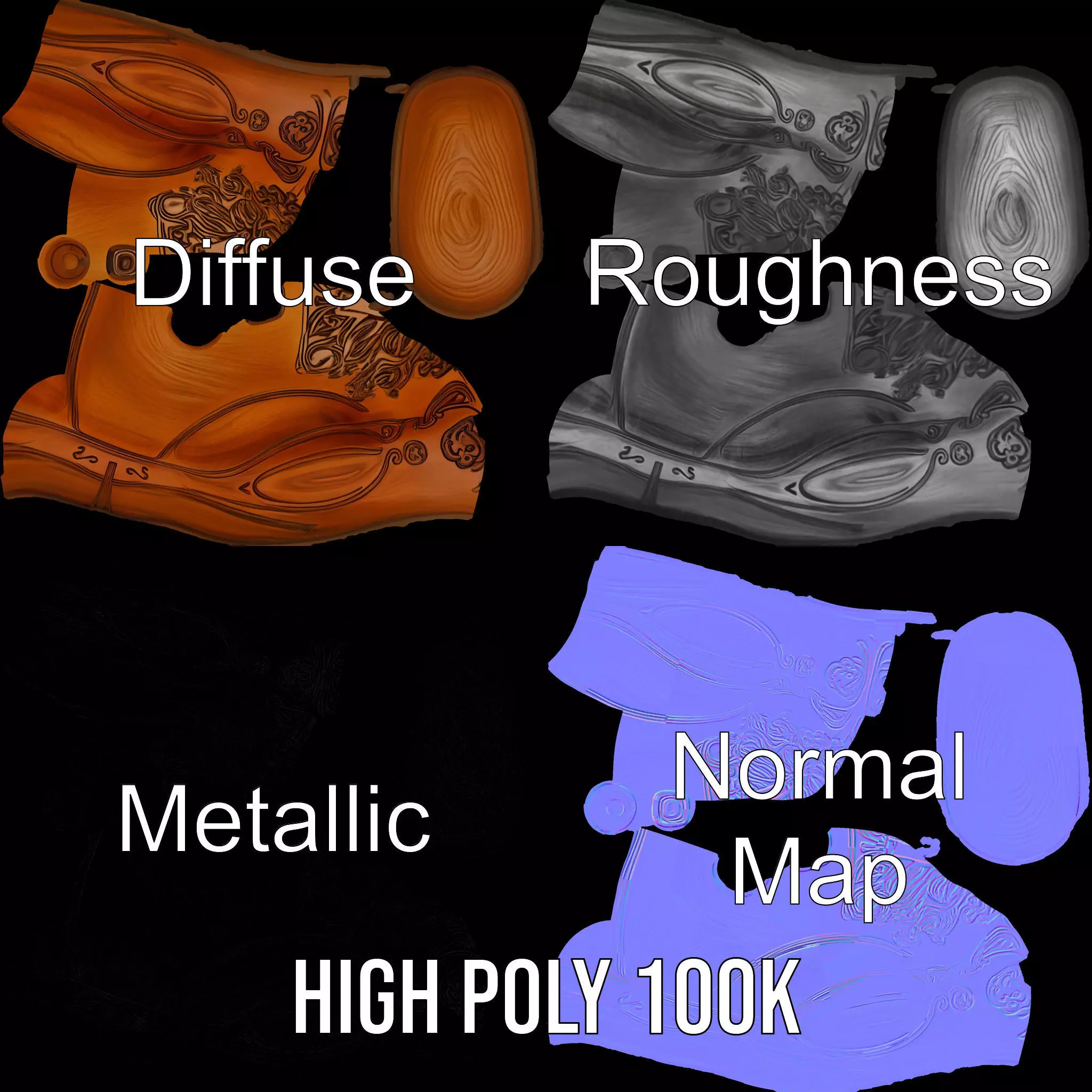 Carved Wooden Capsule model pack Low-poly 3D model_3