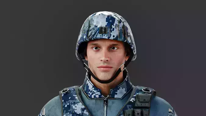 Harry UN Soldier Rigged Low-poly 3D model