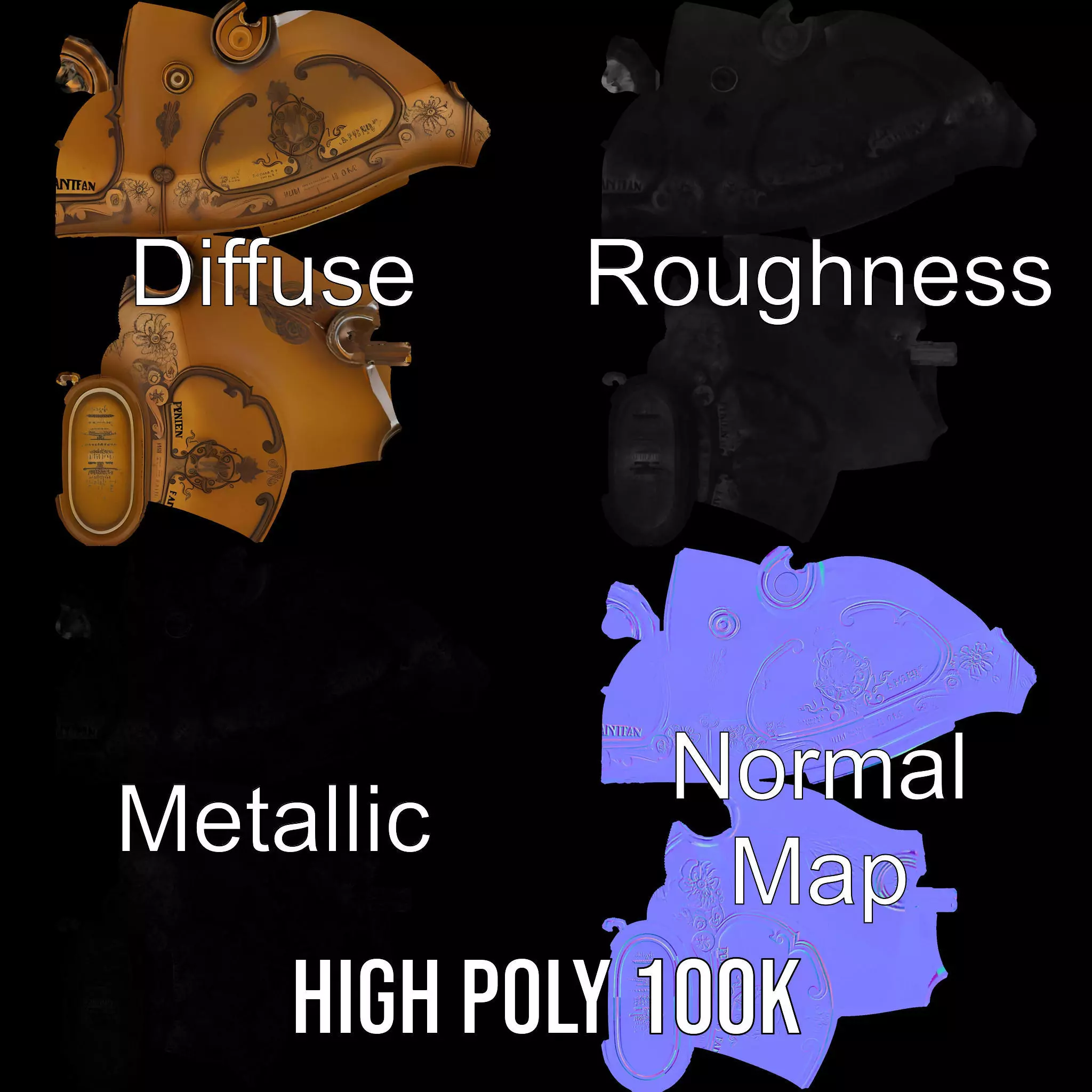 Antique Brass Canister model pack Low-poly 3D model_3