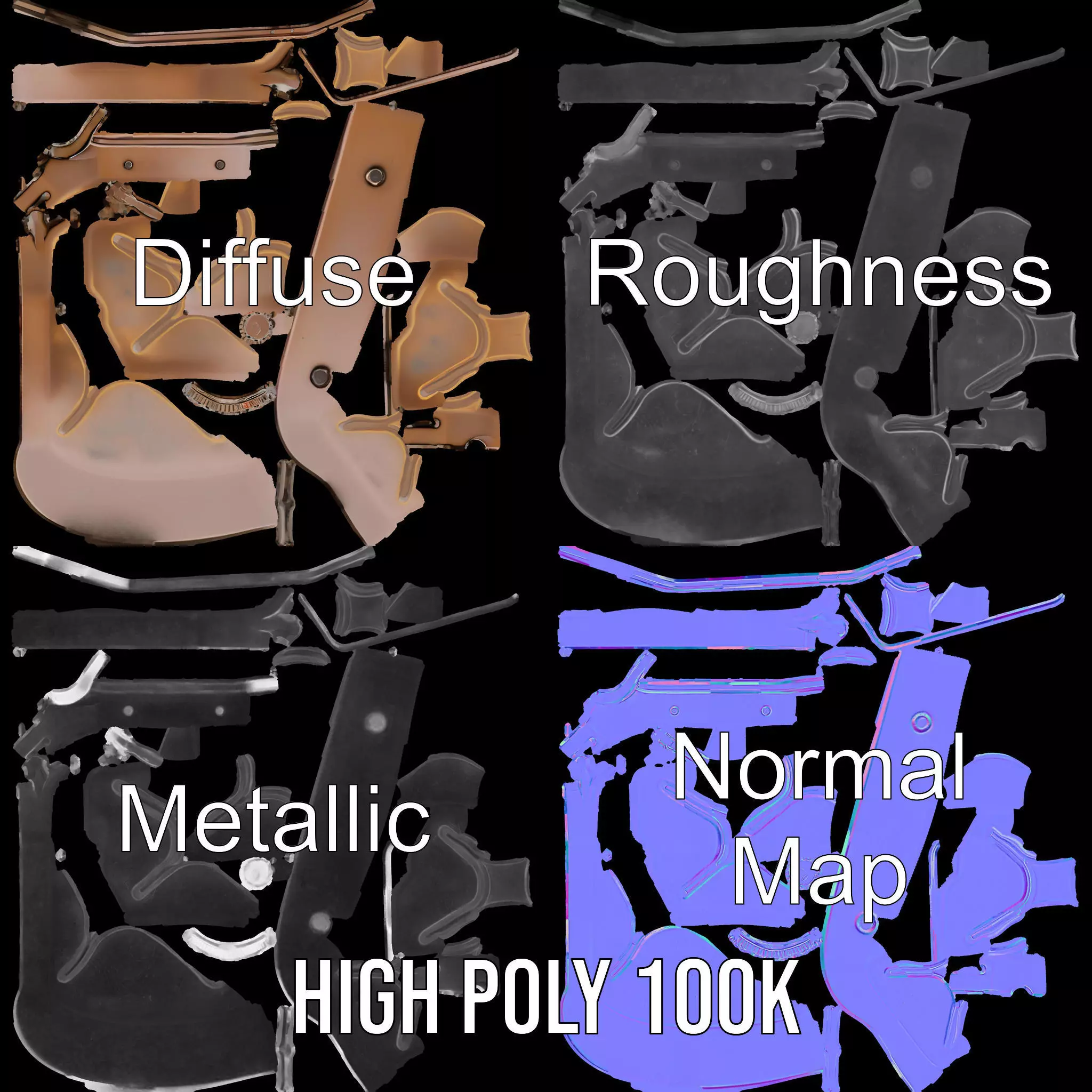 Vintage Bronze Jerry Can model pack Low-poly 3D model_3