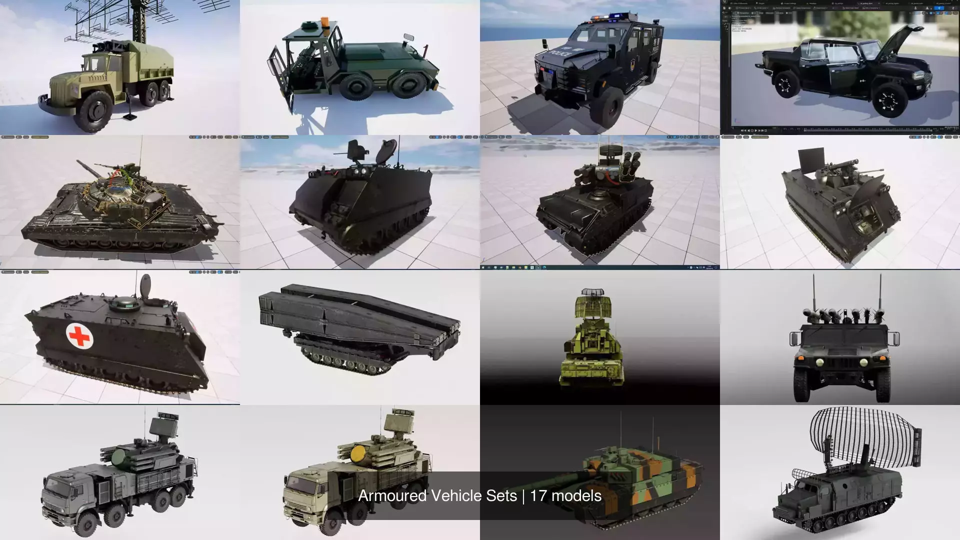 Armoured Vehicle Sets 3D Model Collection_0