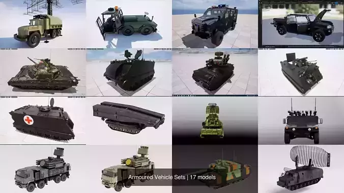 Armoured Vehicle Sets 3D Model Collection