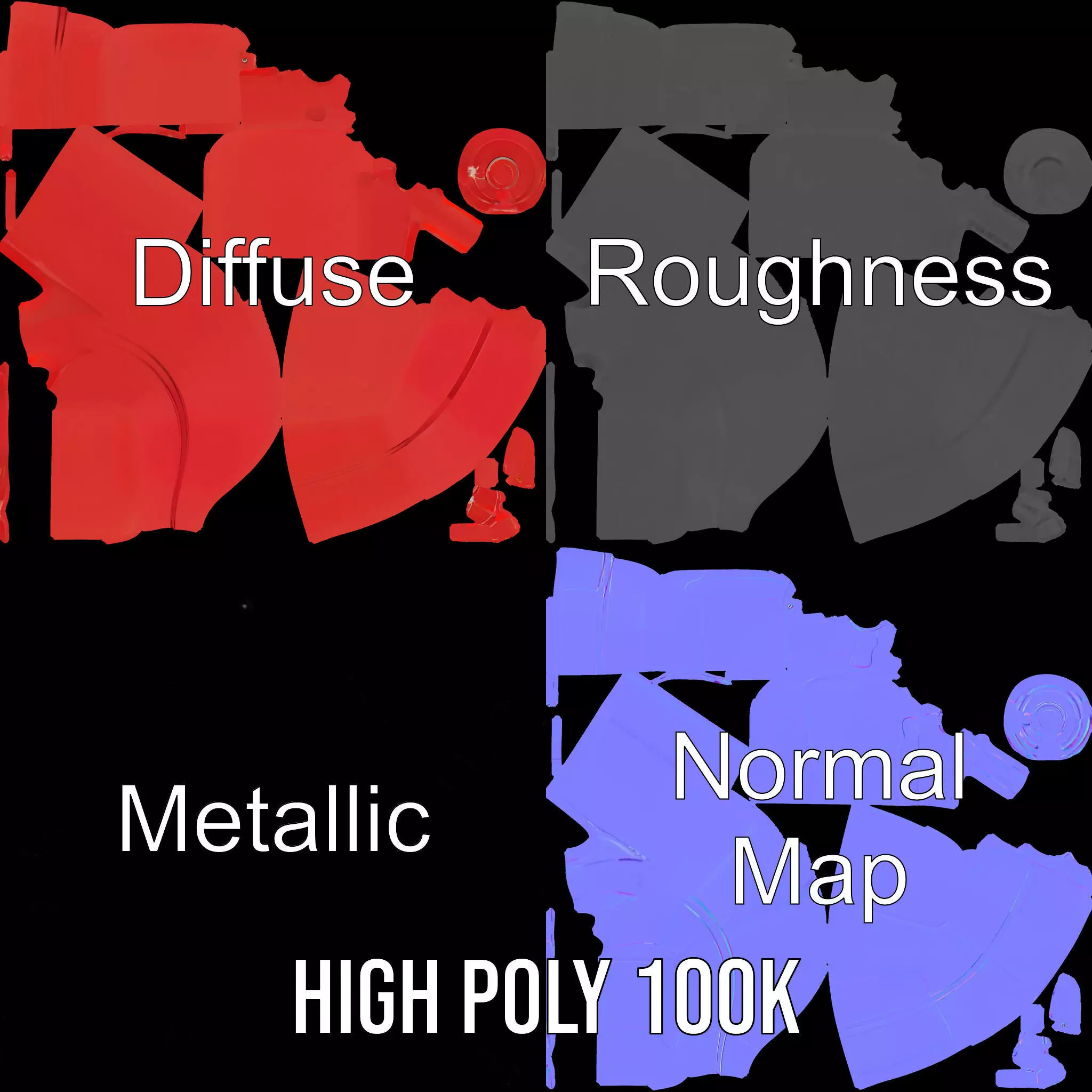 Red Metal Canister model pack Low-poly 3D model_3