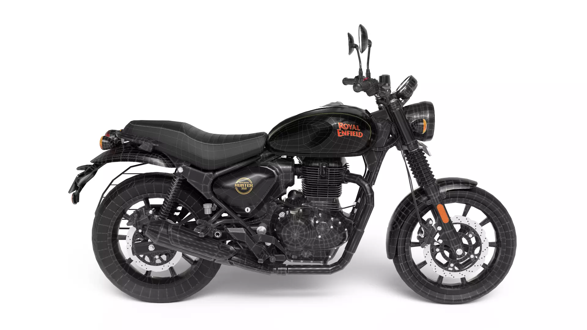Royal Enfield Hunter 350 - Factory Black - Realistic 3D Model Low-poly 3D model_9