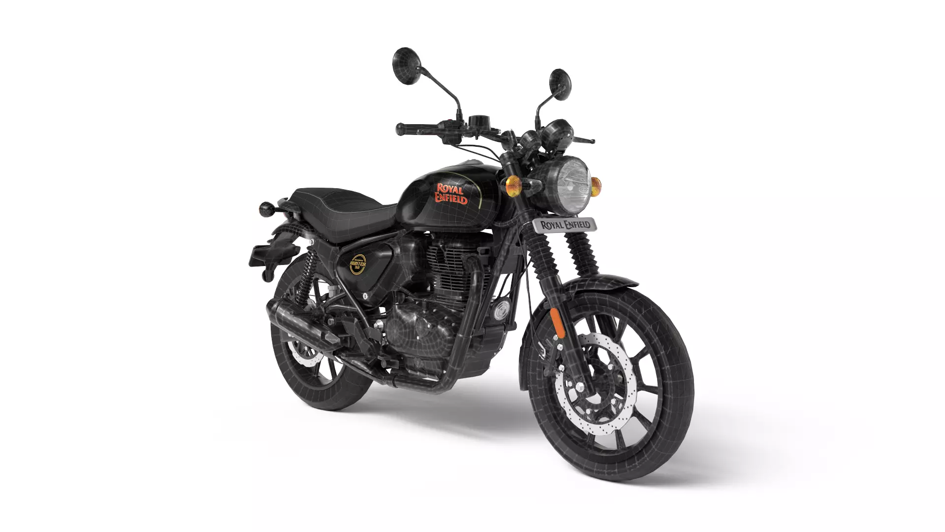 Royal Enfield Hunter 350 - Factory Black - Realistic 3D Model Low-poly 3D model_11