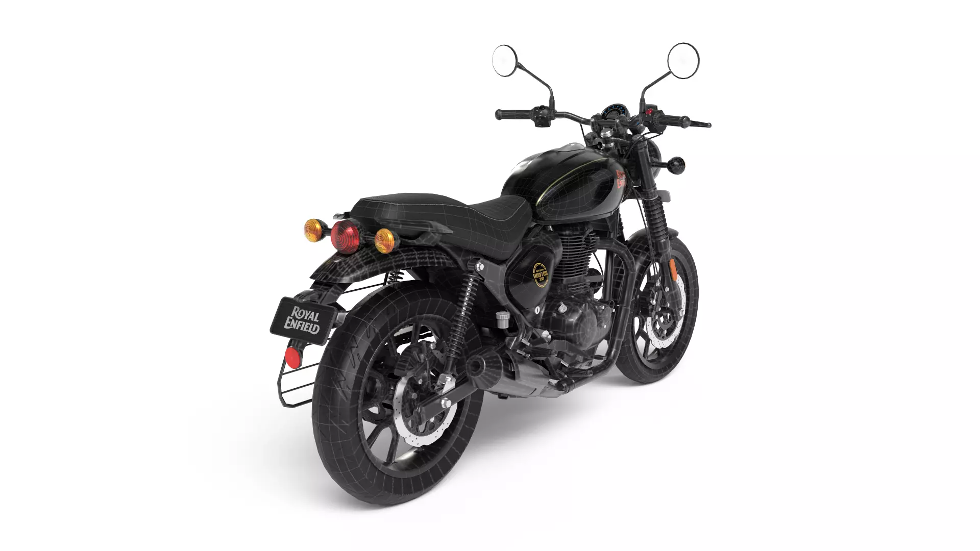 Royal Enfield Hunter 350 - Factory Black - Realistic 3D Model Low-poly 3D model_7