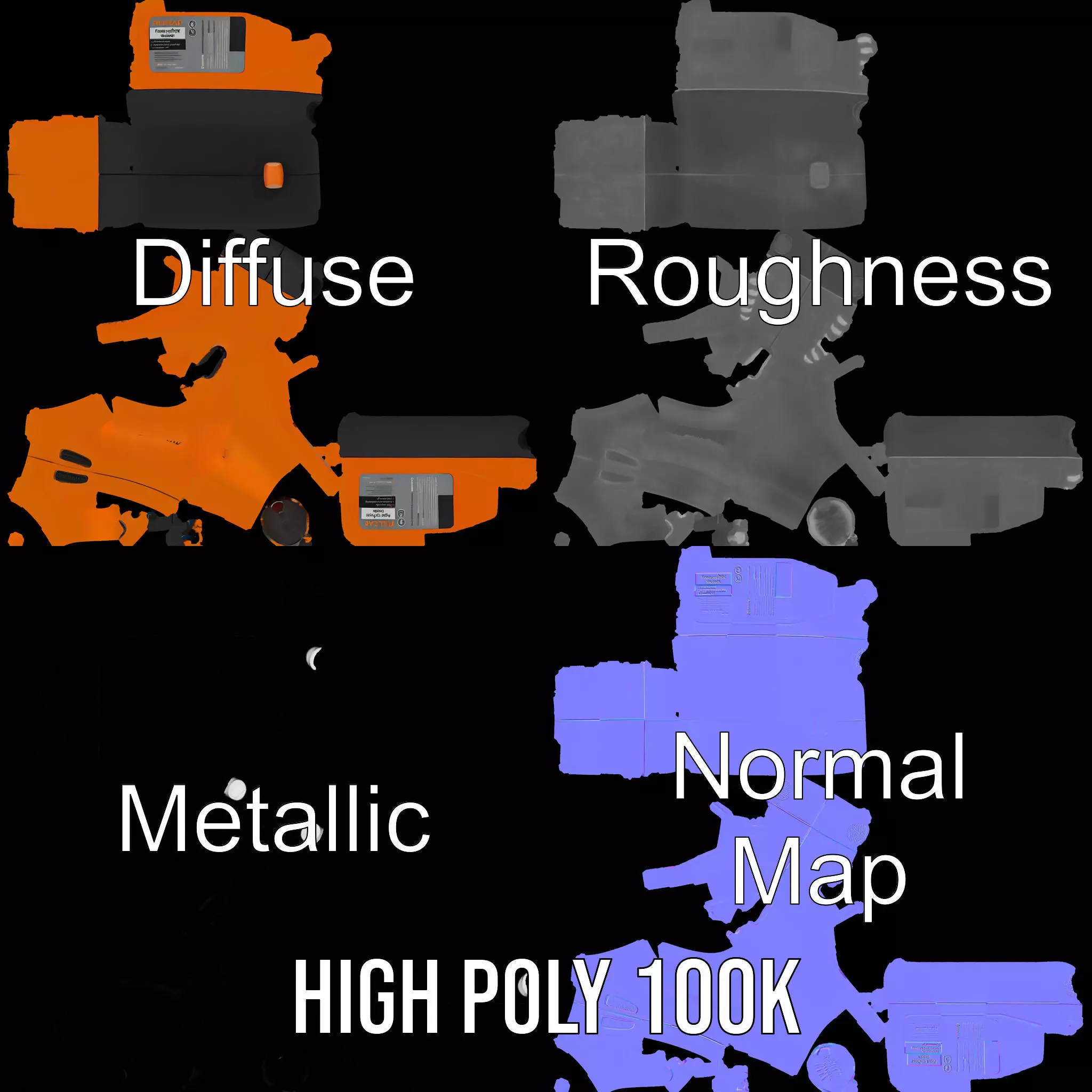 Orange Fuel Can model pack Low-poly 3D model_3