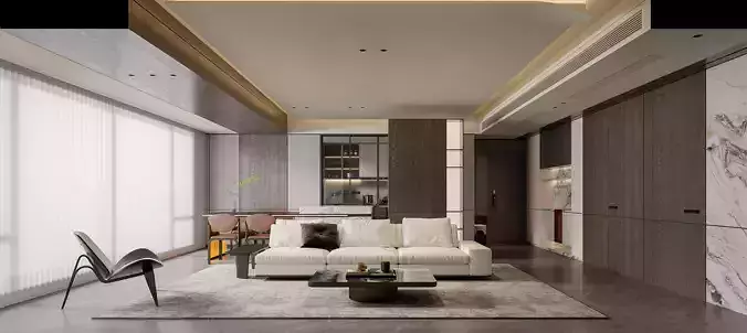 Modern living room dining room interior scenes 