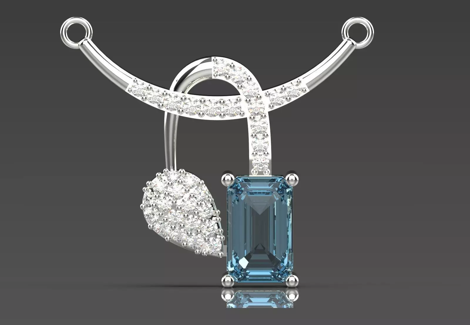 Stl 3dm Pendant The pinnacle of elegance with aquamarine jp0319 3D print model