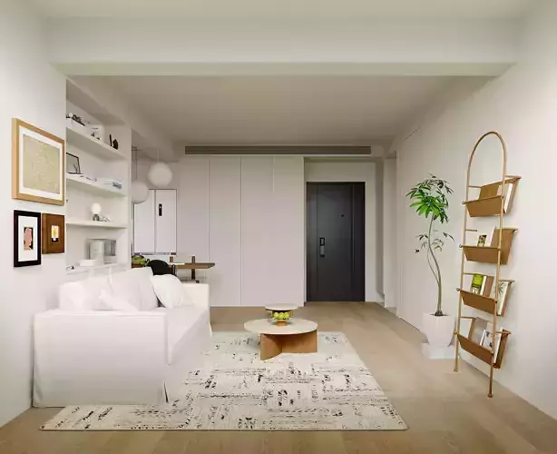 Modern living room dining room bedroom interior scenes 