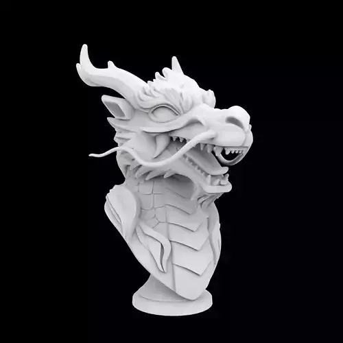Eastern Dragon Head Bust 3D Printable Model