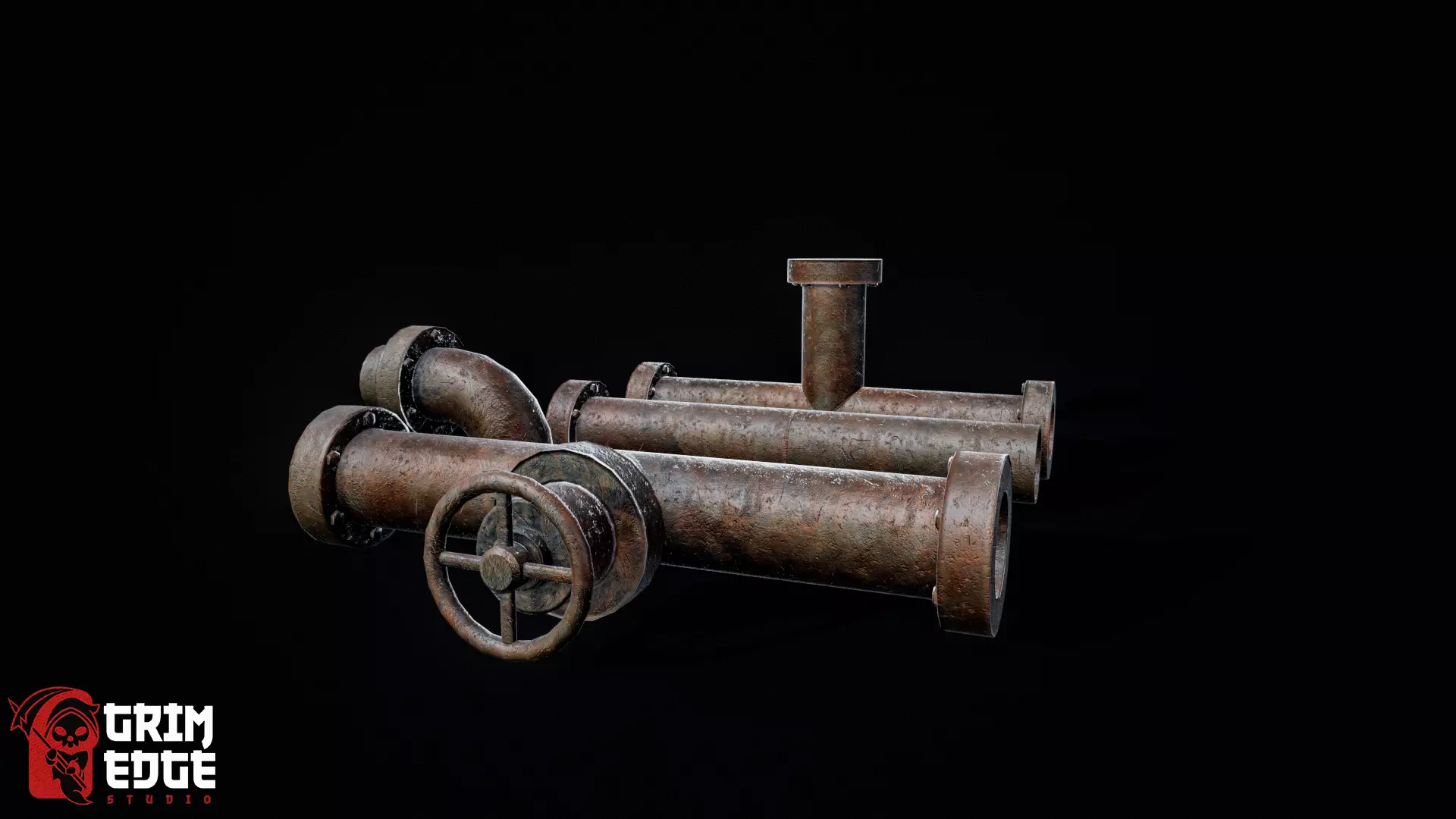 Industrial Pipe Low-poly 3D model_5