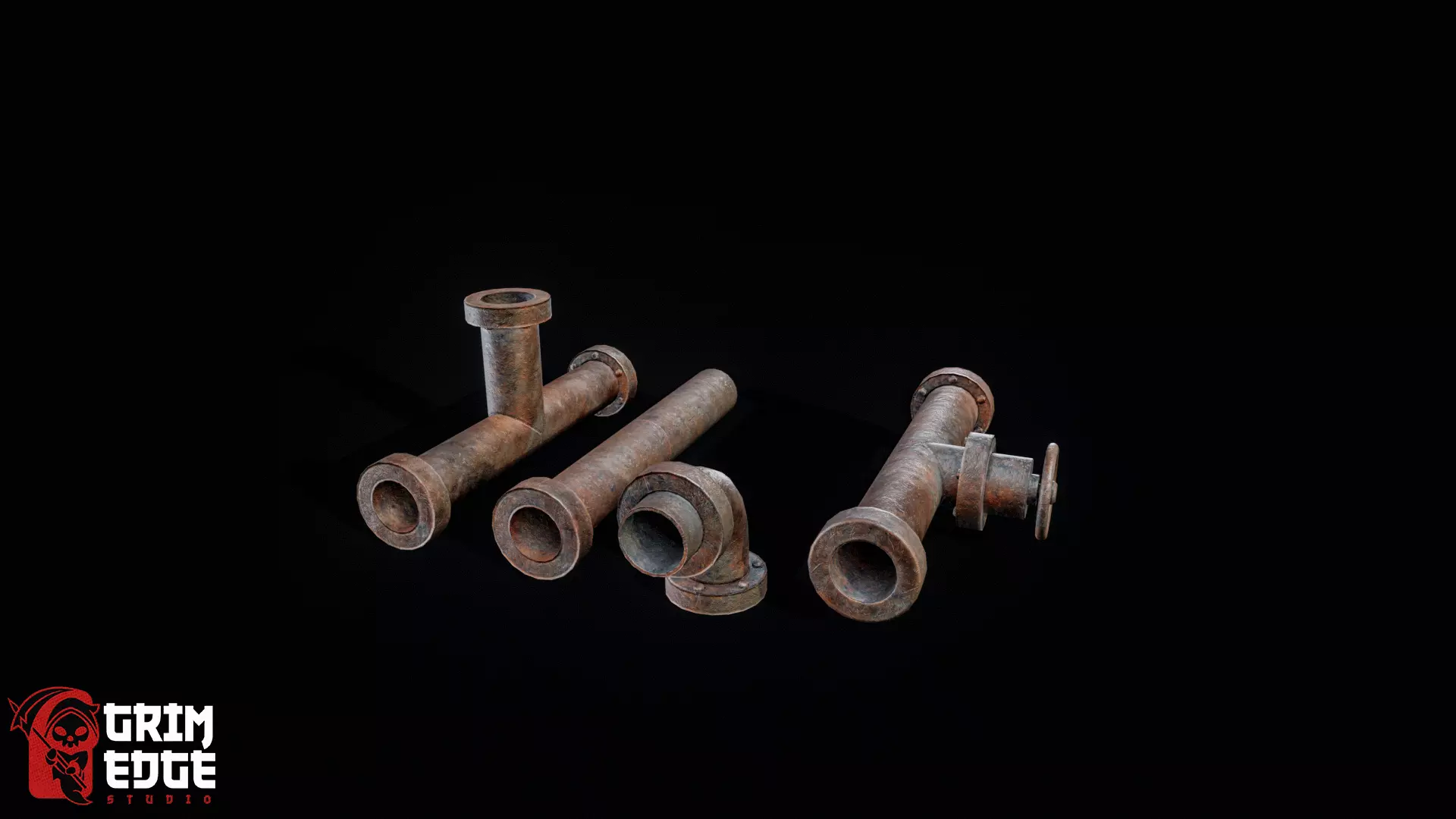 Industrial Pipe Low-poly 3D model_6