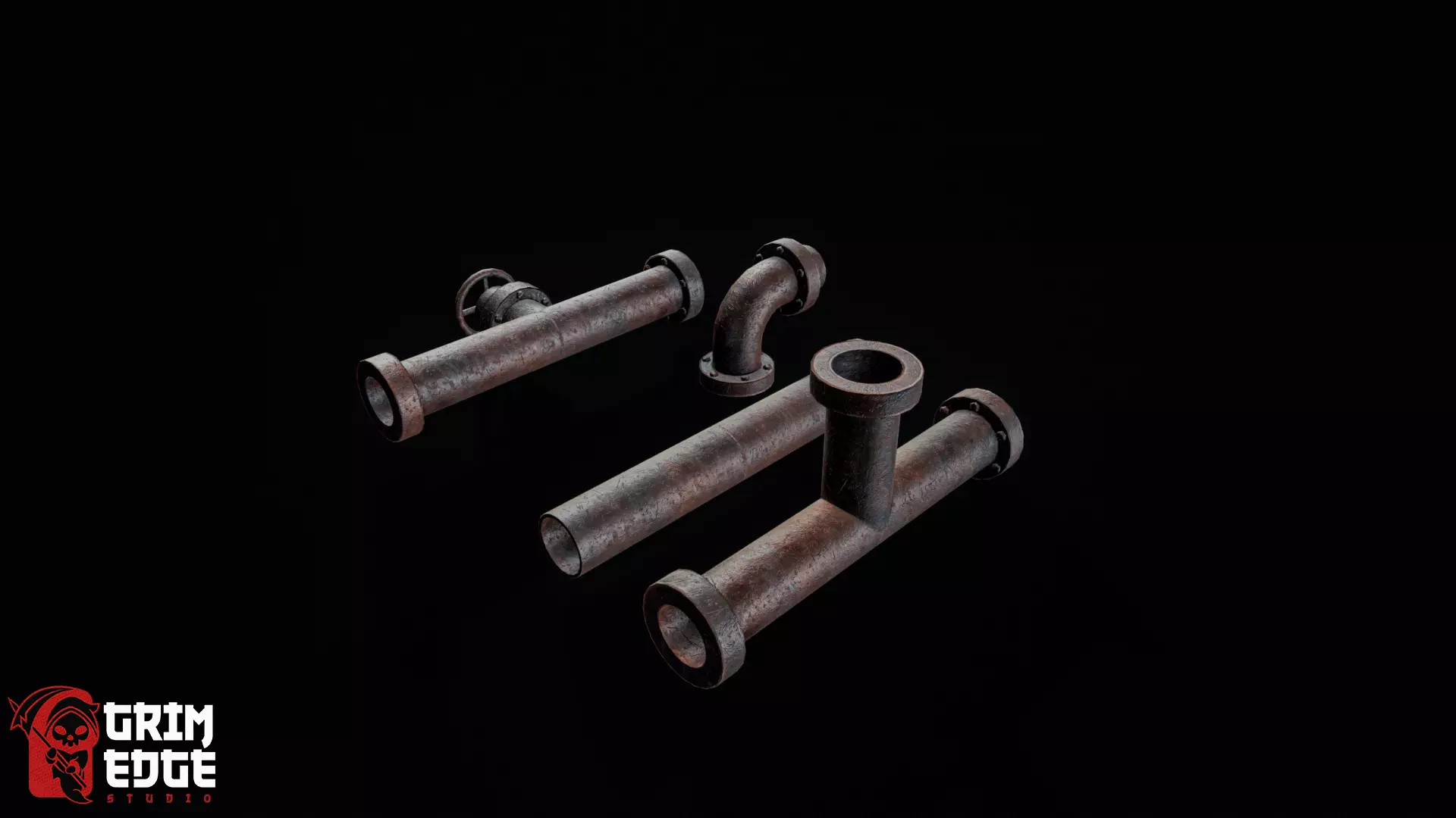 Industrial Pipe Low-poly 3D model_3