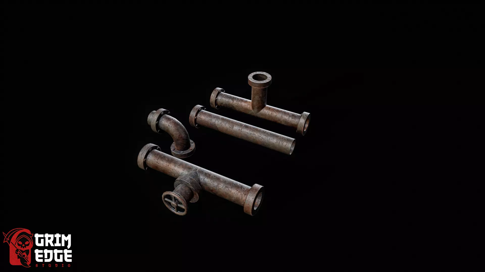 Industrial Pipe Low-poly 3D model_4