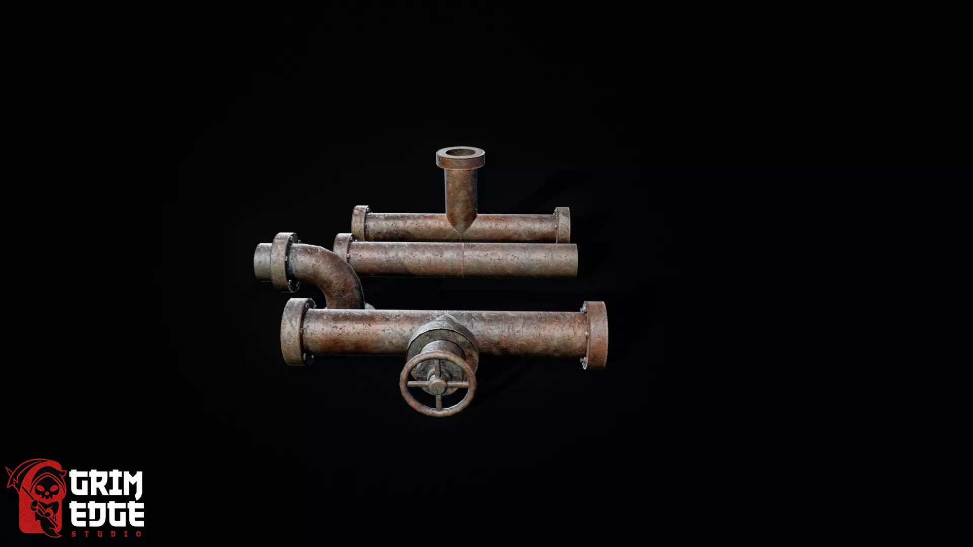 Industrial Pipe Low-poly 3D model_0