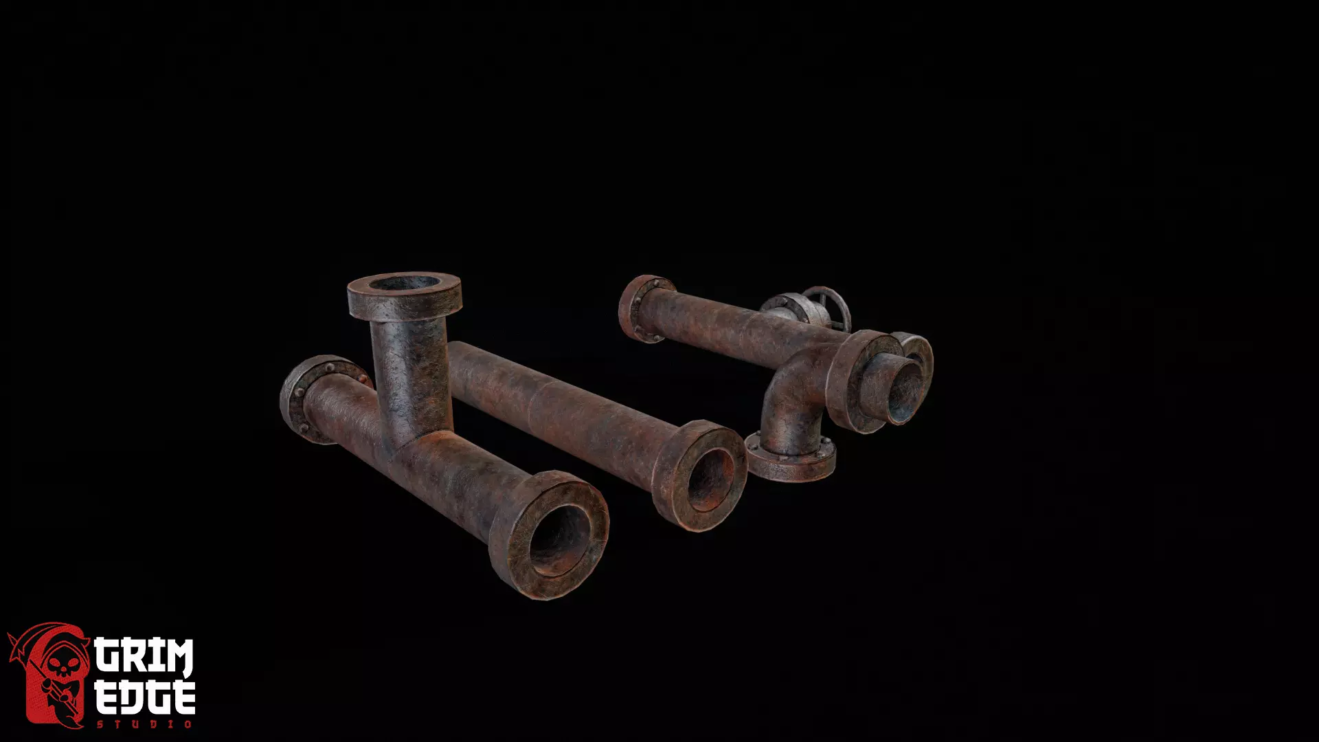 Industrial Pipe Low-poly 3D model_2