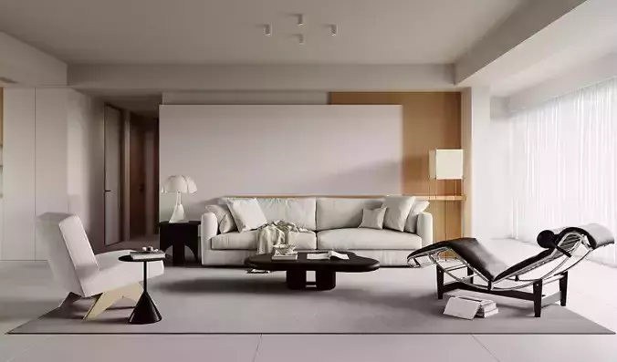 Modern living room dining room interior scenes 