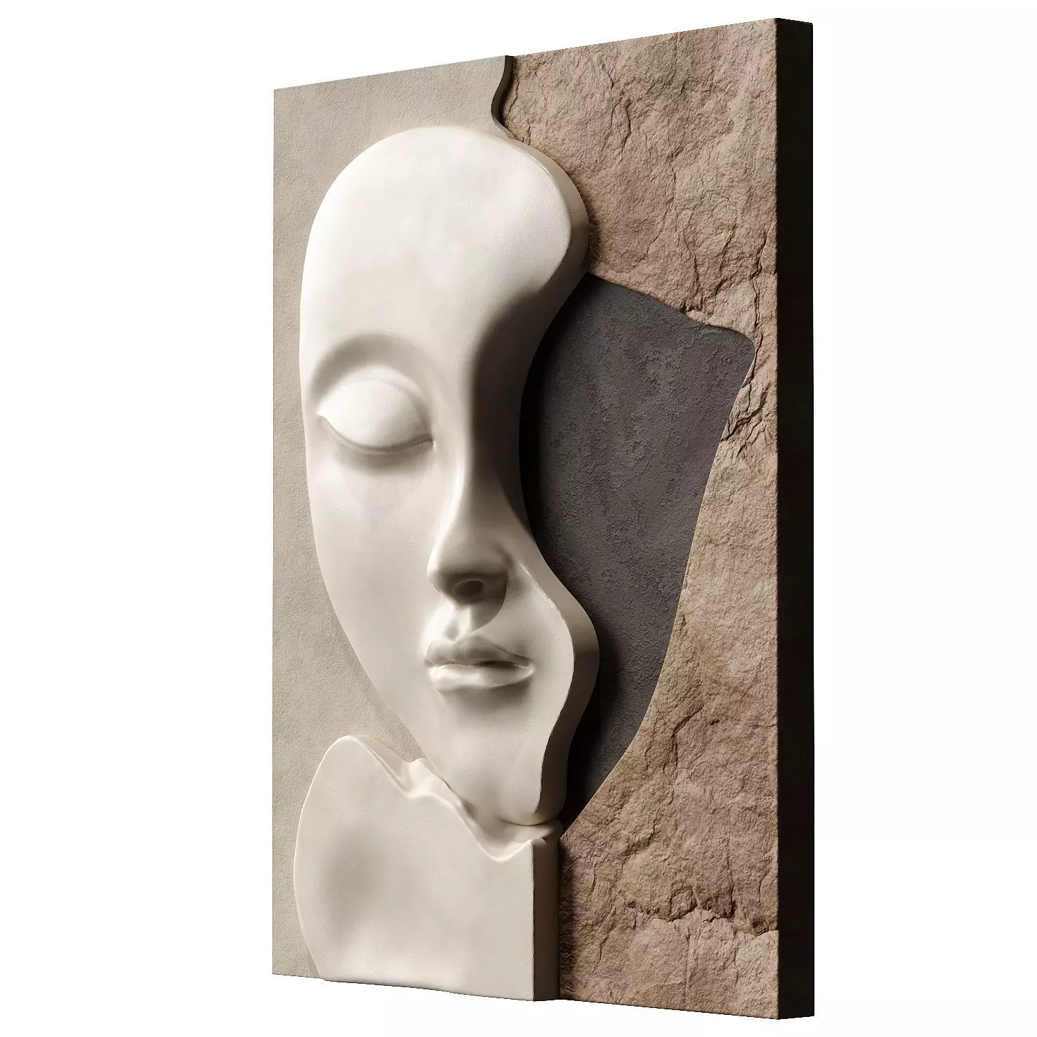 Face wall art sculpture 3D model_1