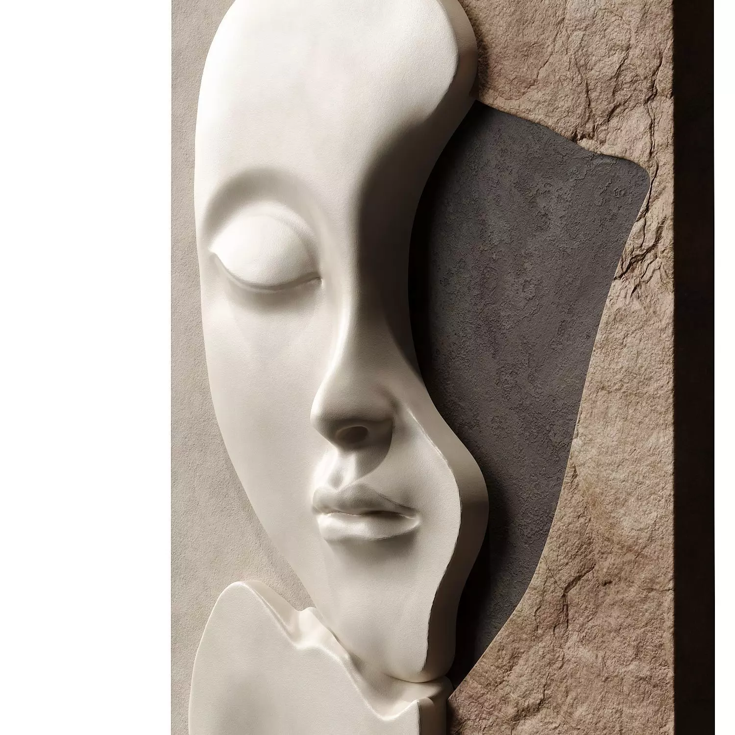Face wall art sculpture 3D model_2