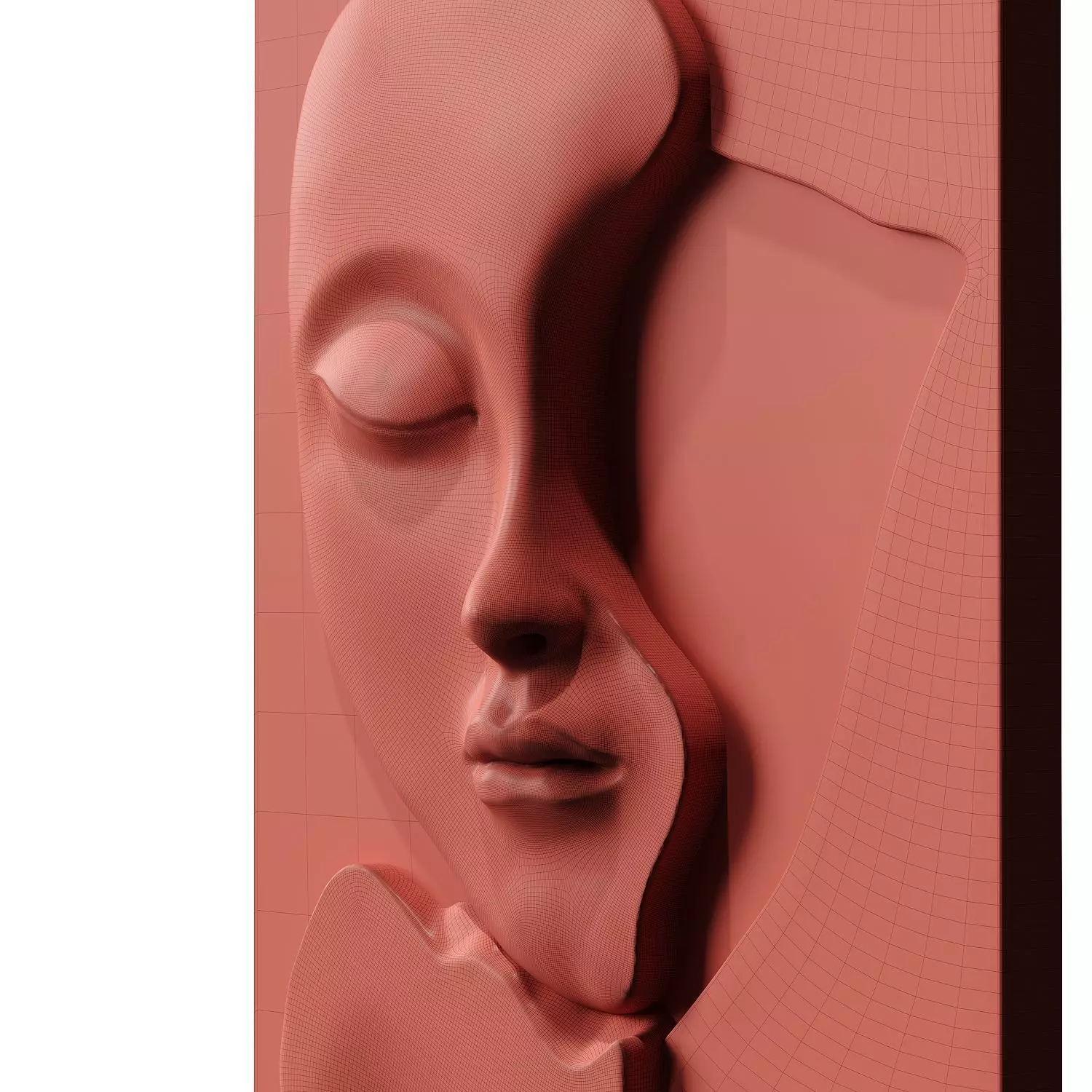 Face wall art sculpture 3D model_3