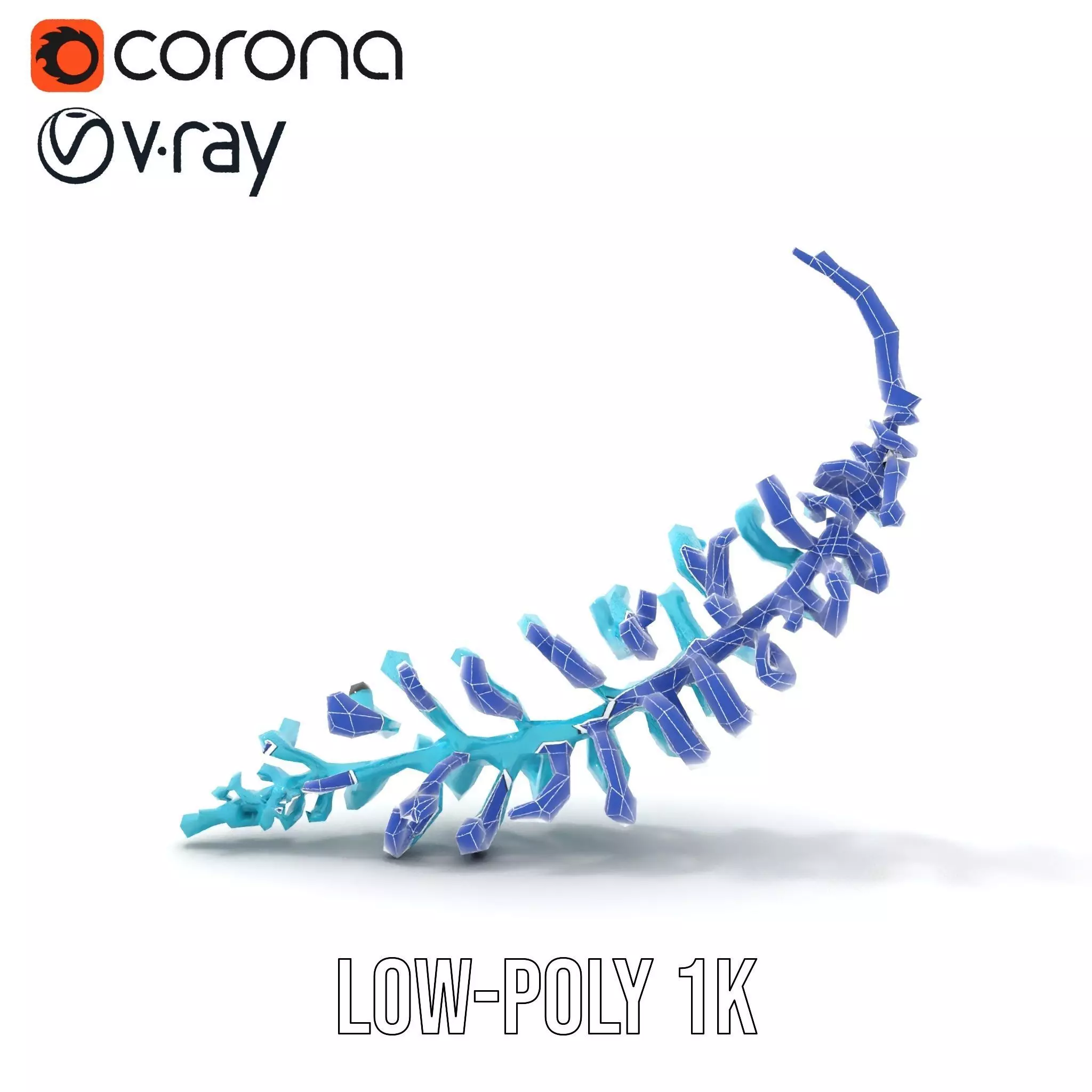 Aqua Spiral Fern model pack Low-poly 3D model_16
