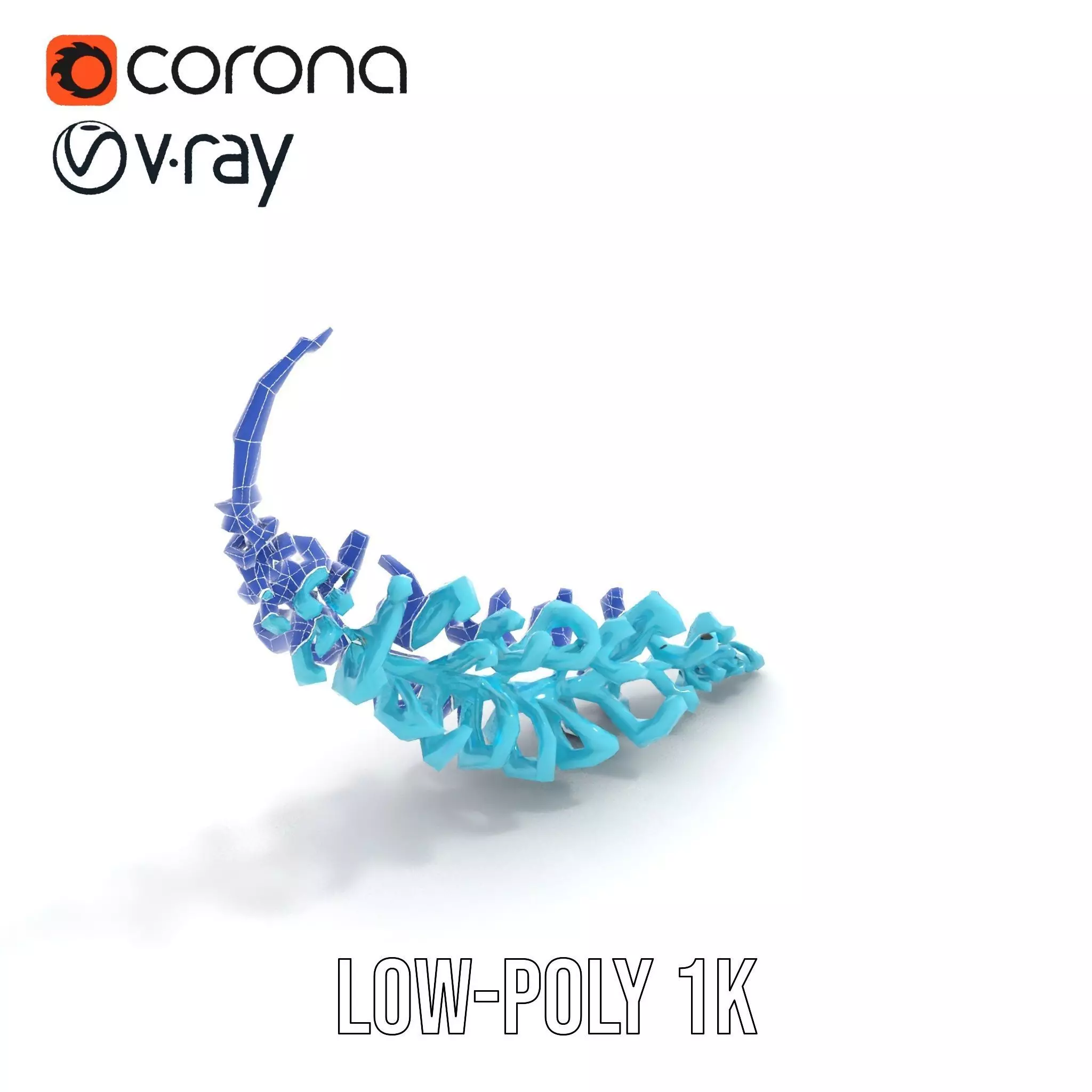 Aqua Spiral Fern model pack Low-poly 3D model_24