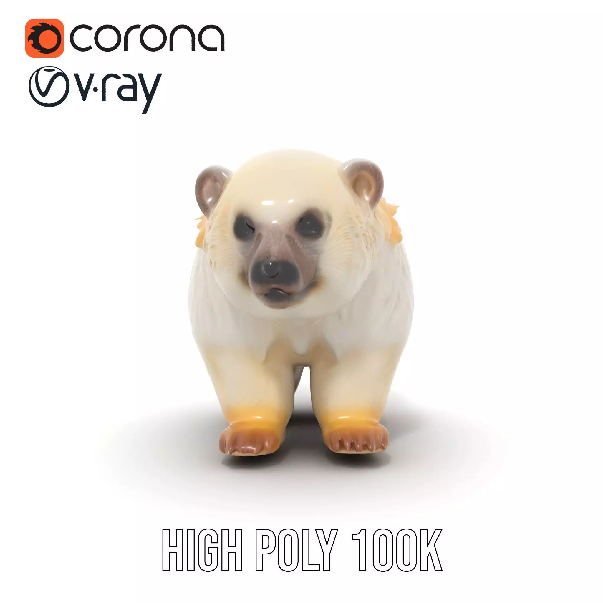 Fluffy Polar Bear model pack Low-poly 3D model_29