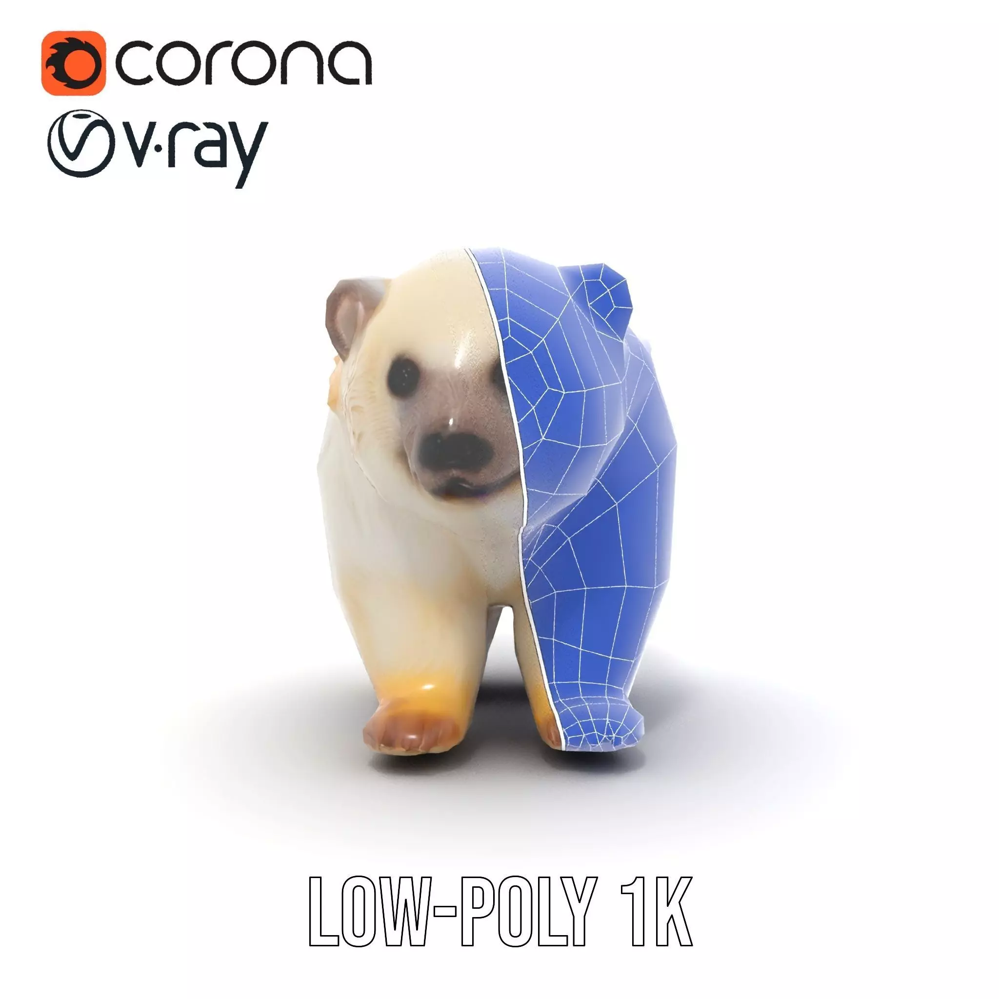 Fluffy Polar Bear model pack Low-poly 3D model_31