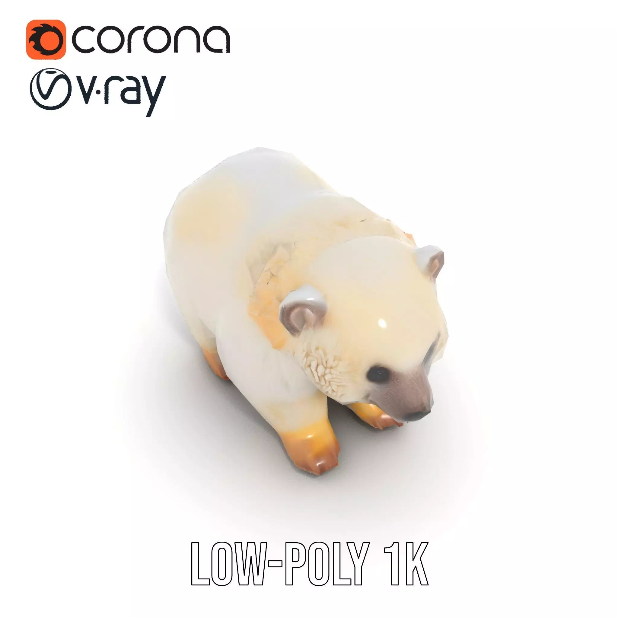 Fluffy Polar Bear model pack Low-poly 3D model_14