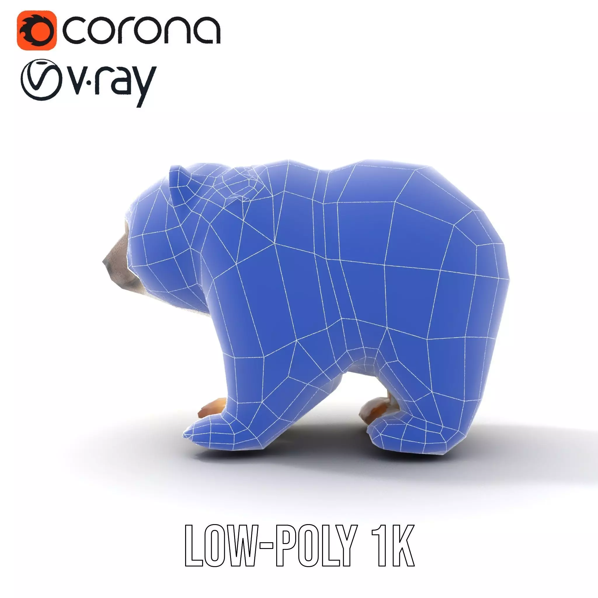 Fluffy Polar Bear model pack Low-poly 3D model_28