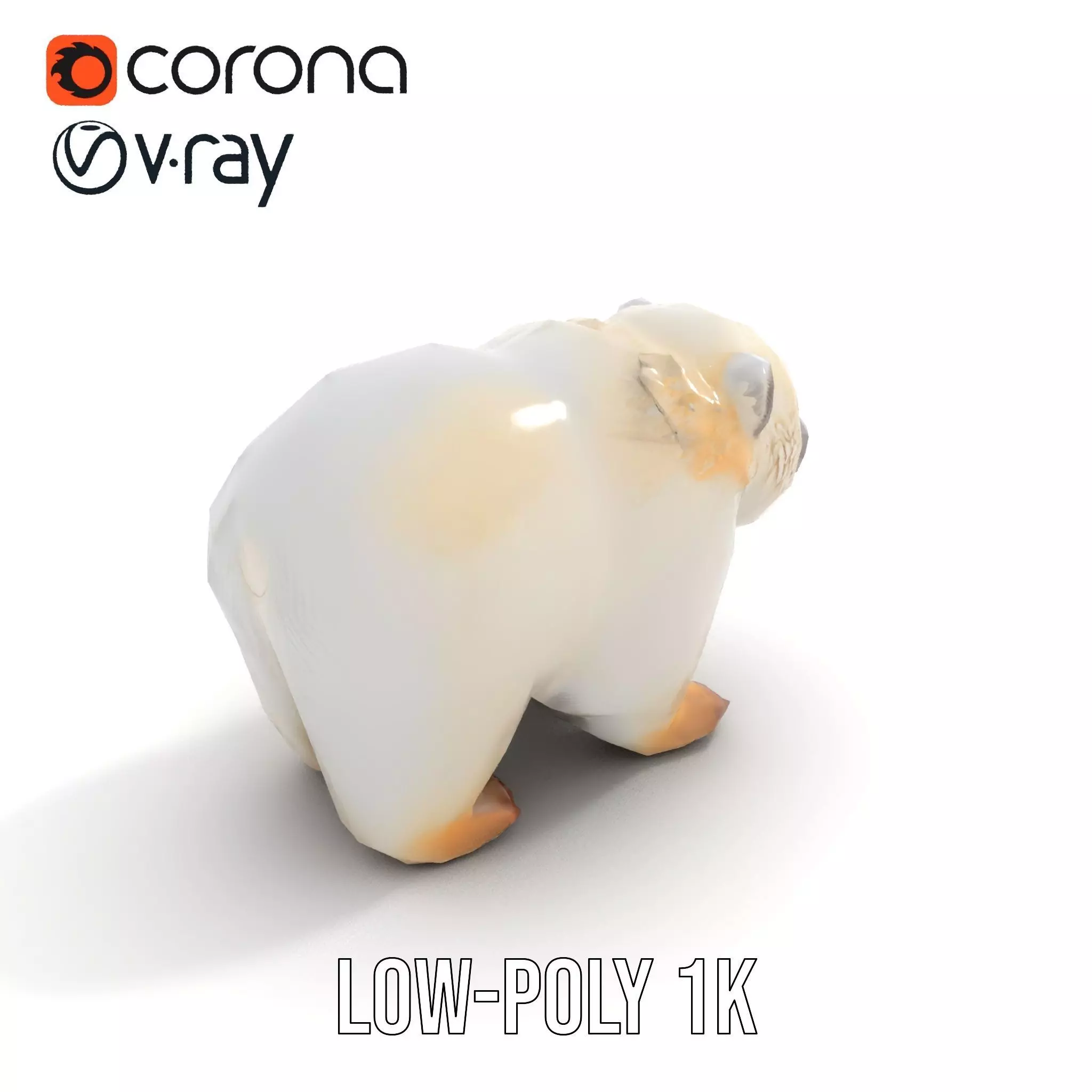 Fluffy Polar Bear model pack Low-poly 3D model_9