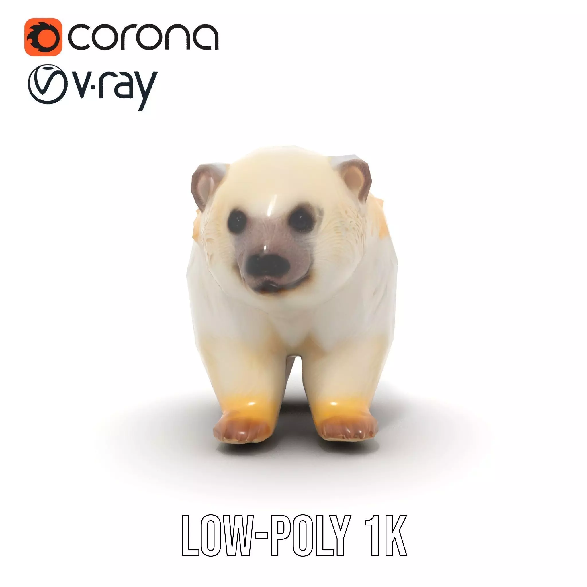Fluffy Polar Bear model pack Low-poly 3D model_12