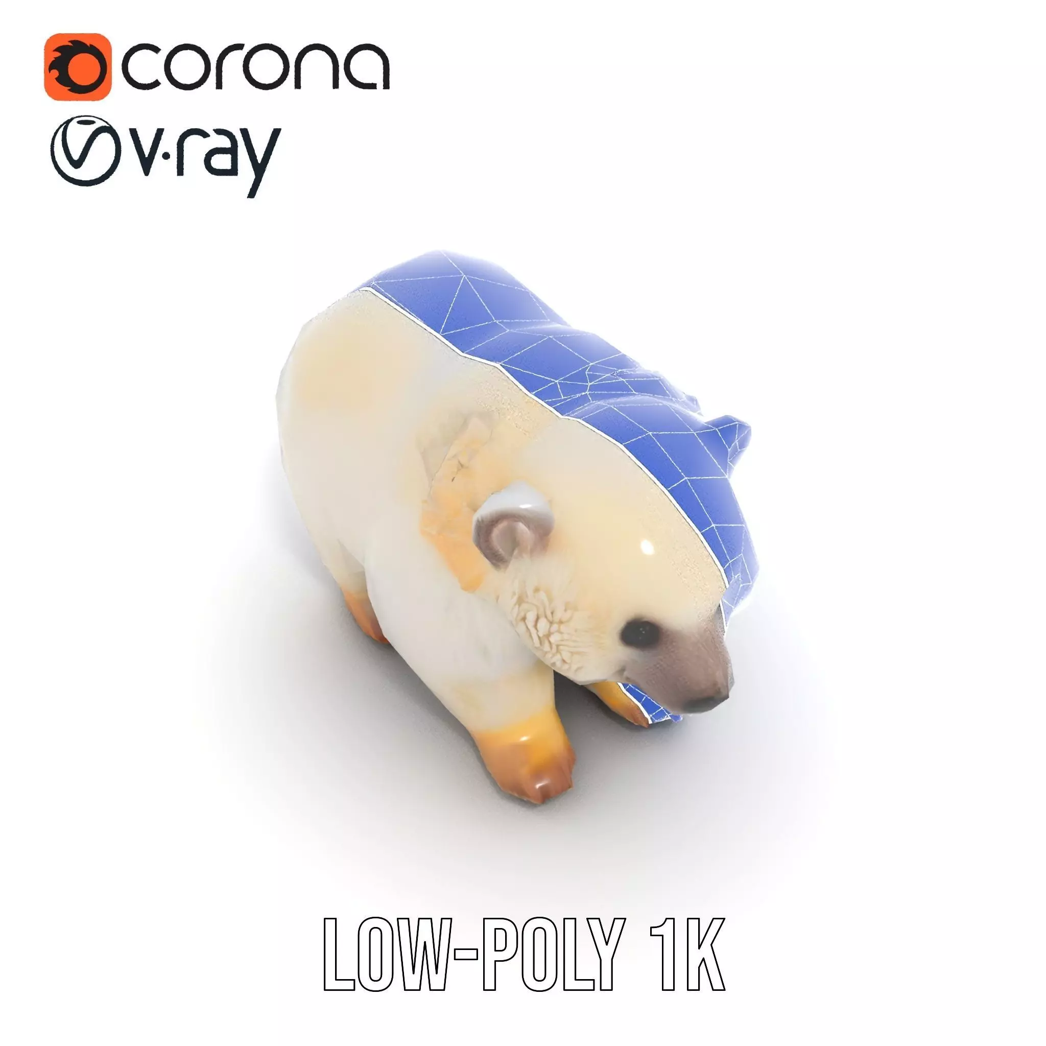 Fluffy Polar Bear model pack Low-poly 3D model_20