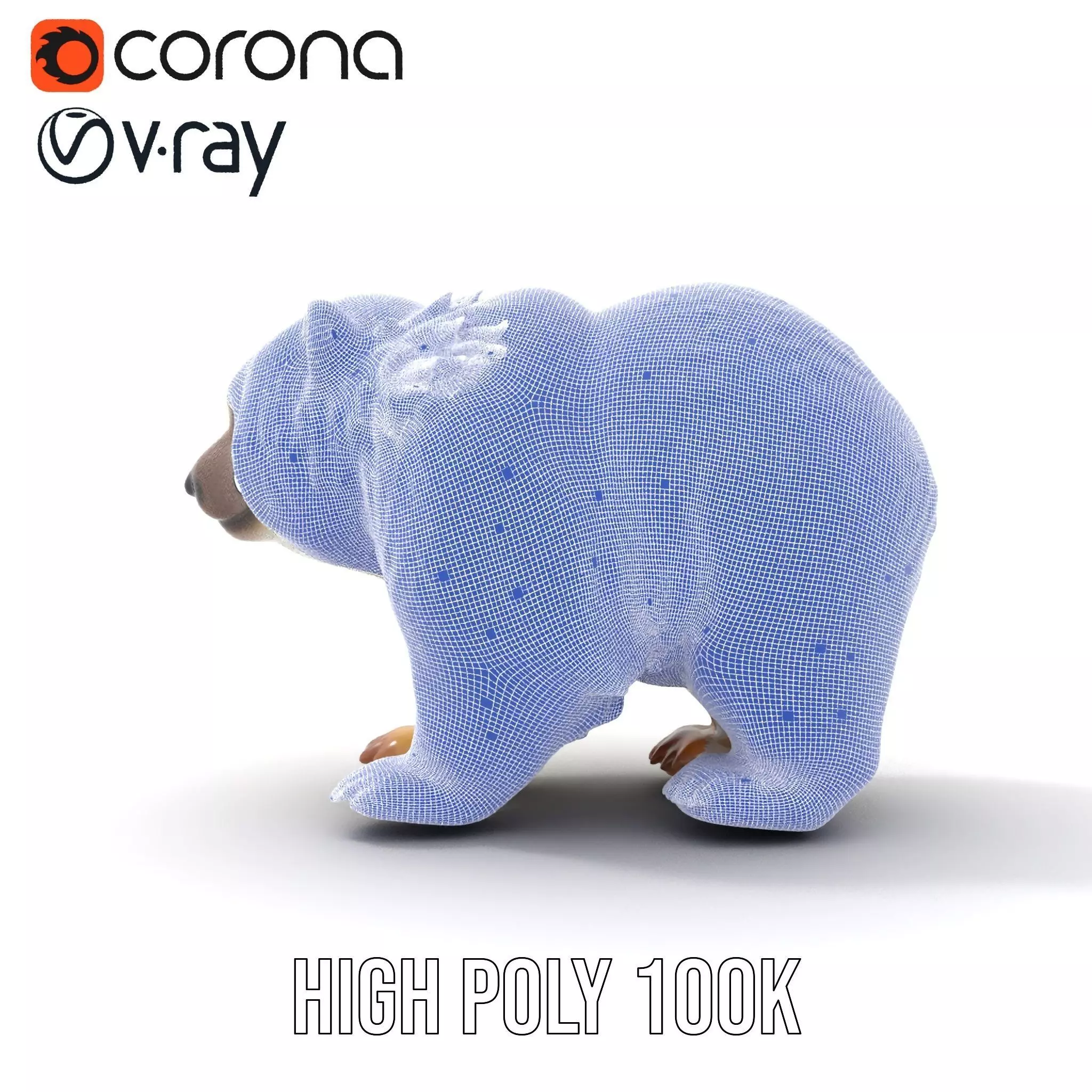 Fluffy Polar Bear model pack Low-poly 3D model_26