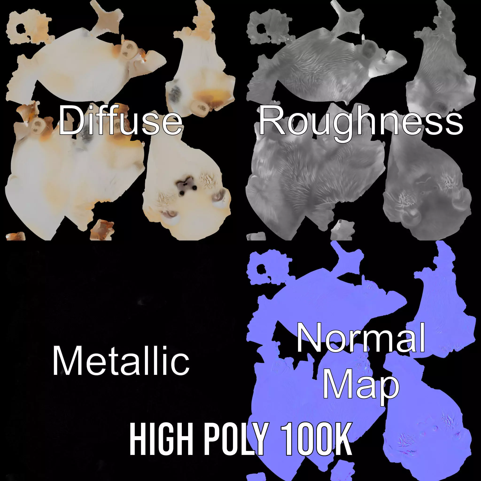 Fluffy Polar Bear model pack Low-poly 3D model_3