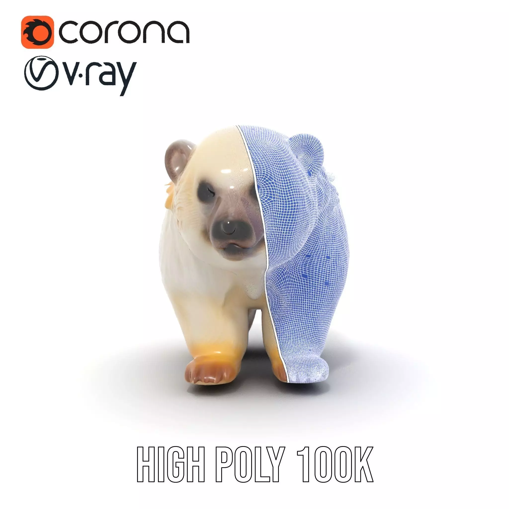 Fluffy Polar Bear model pack Low-poly 3D model_33