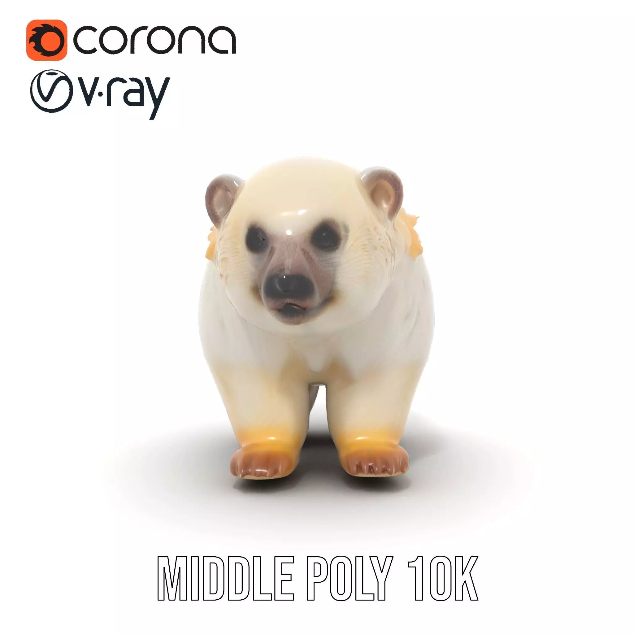 Fluffy Polar Bear model pack Low-poly 3D model_16